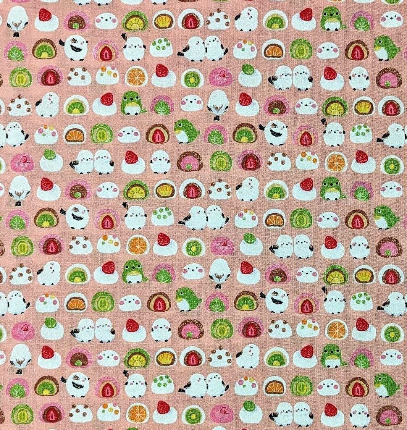 Senyo - Chickadees and Mochi Cotton Fabric - Pink