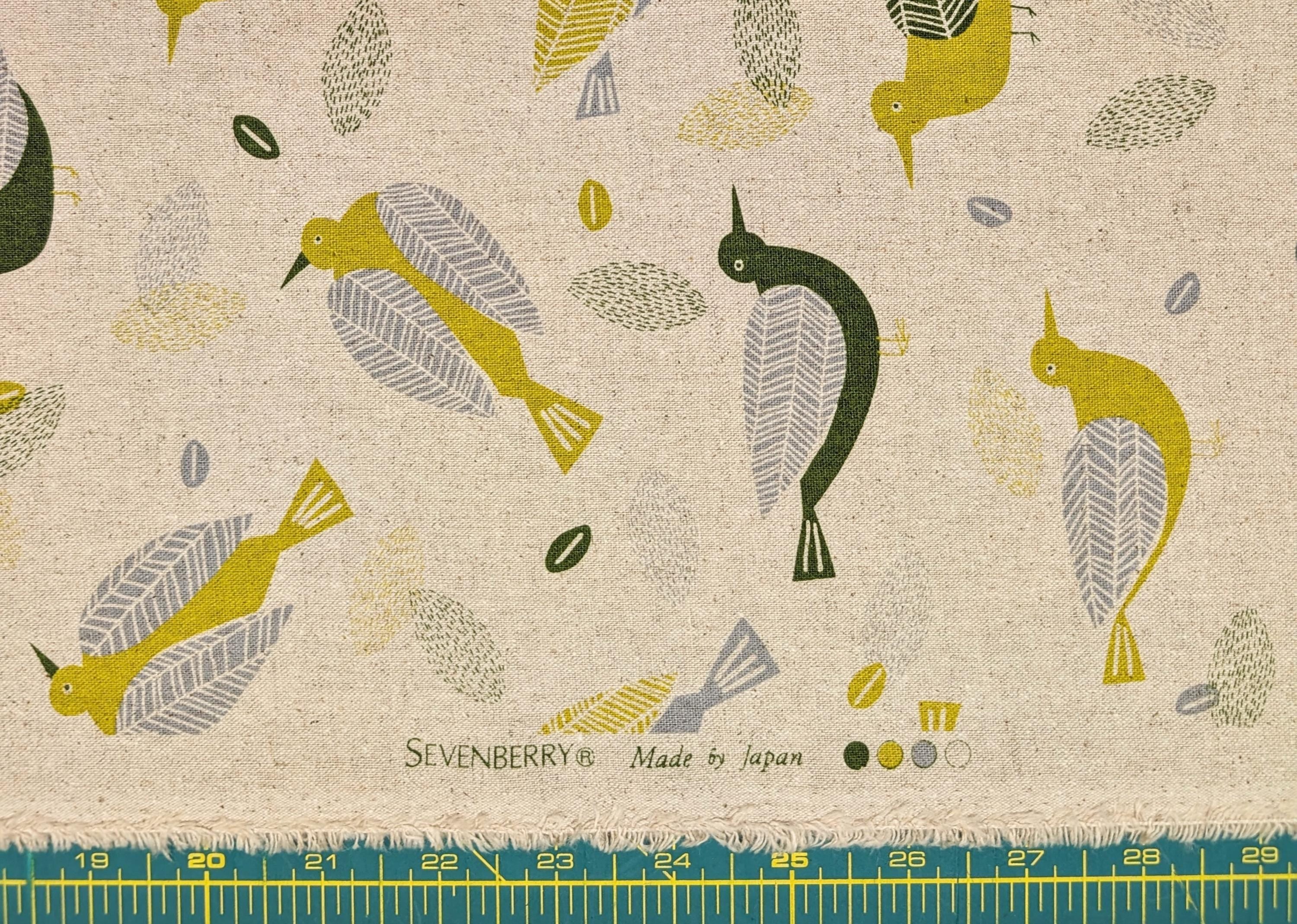 NEW Scandinavian Birds Sevenberry Japanese cotton linen light canvas fabric 850433-1-1 ivory