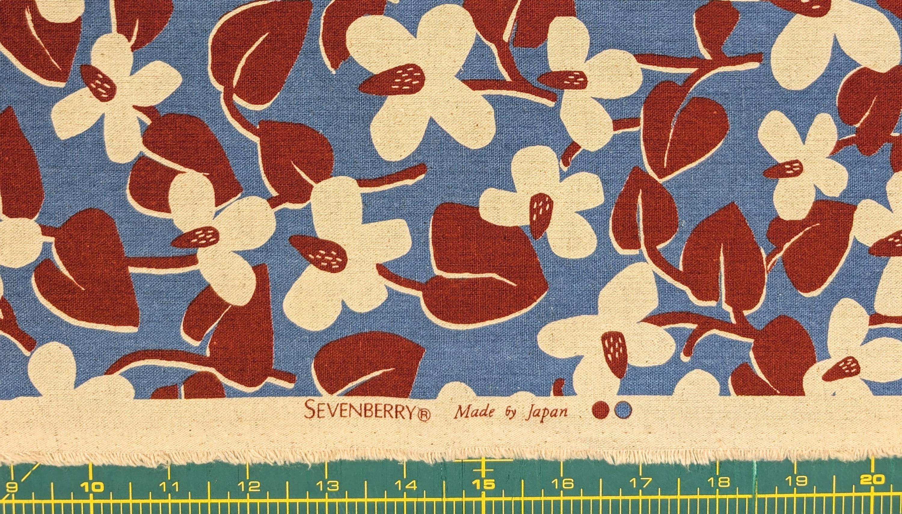 NEW Scandinavian Cone flowers Sevenberry Japanese cotton linen light canvas fabric 850431-1-3 red & blue