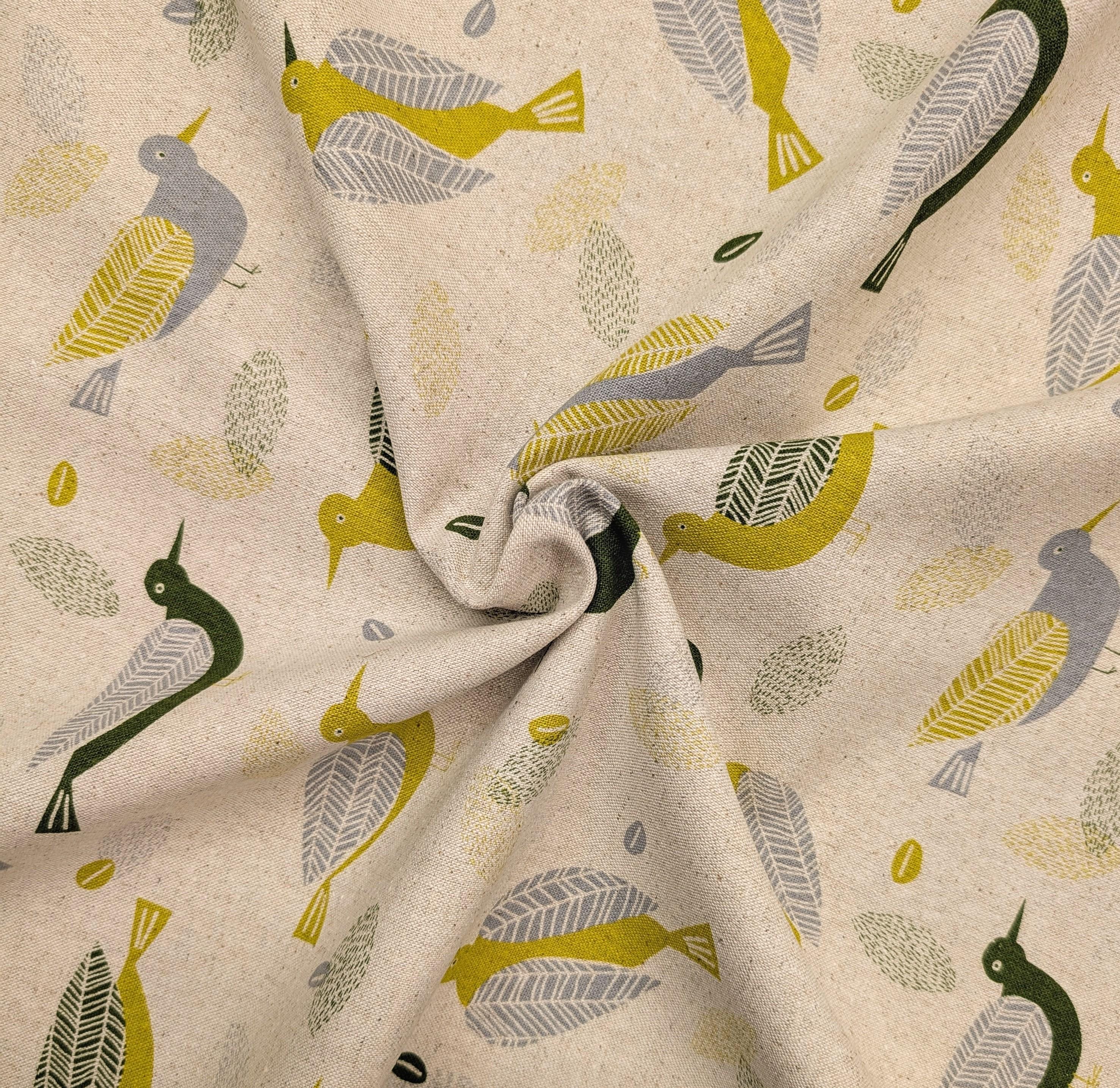 NEW Scandinavian Birds Sevenberry Japanese cotton linen light canvas fabric 850433-1-1 ivory
