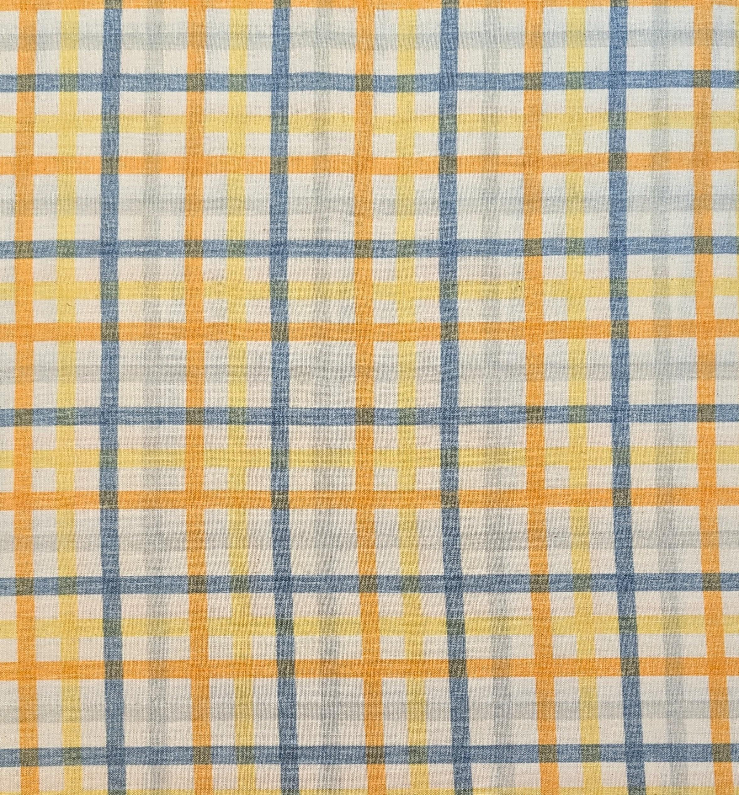 Sevenberry - Plaid Cotton Double Gauze - Blue Orange Yellow