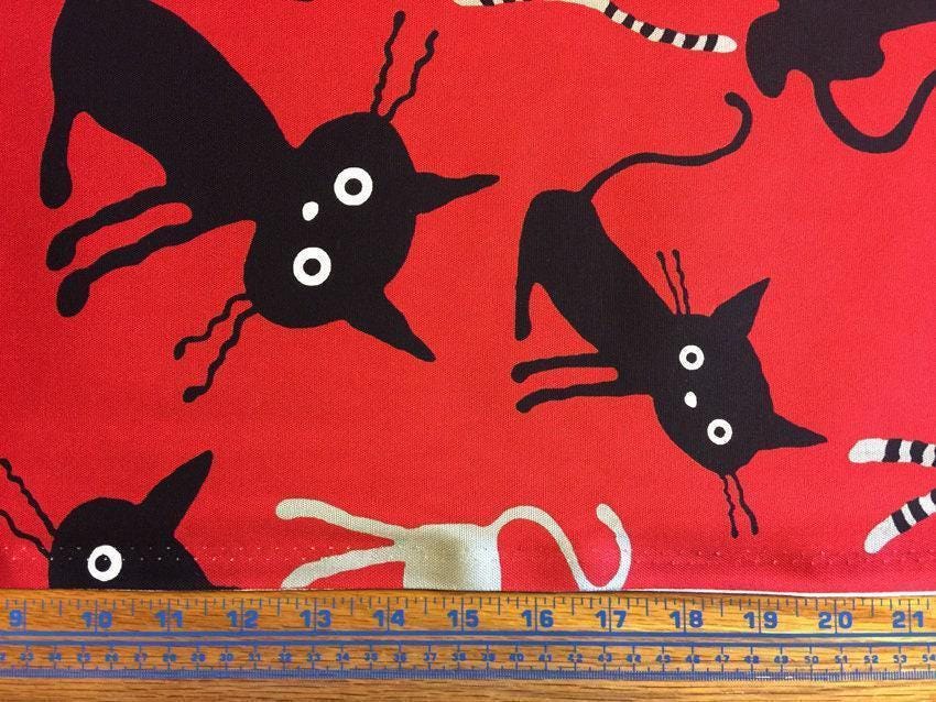Hishiei - Cocoland Big Cats Cotton Oxford - Black and Red