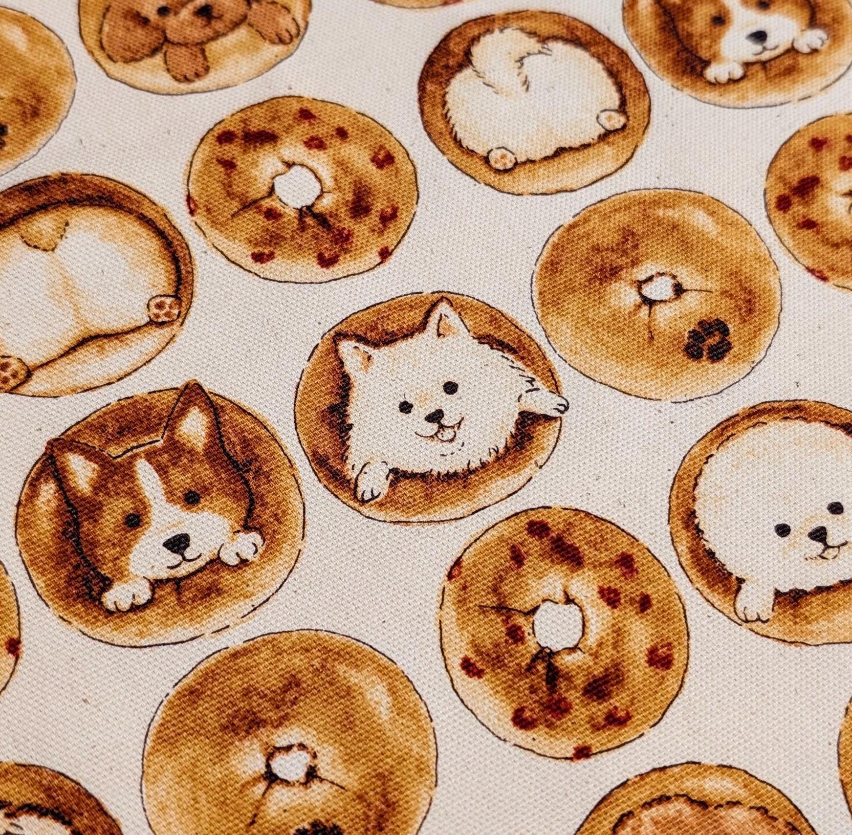 Bagel Dogs Kokka Japanese cotton light Oxford fabric YPA-51010-2 A white