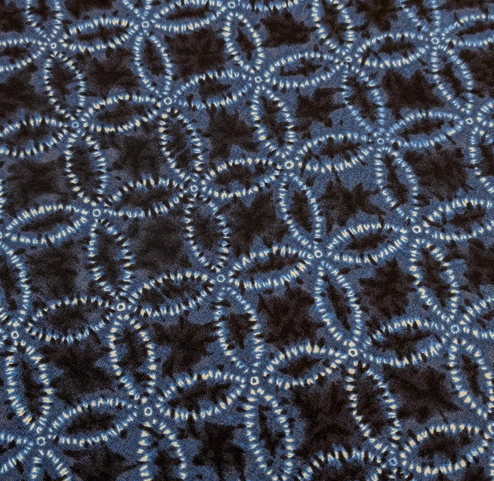 Sevenberry - Shippo Printed Shibori-Style Collection Cotton Fabric - Navy