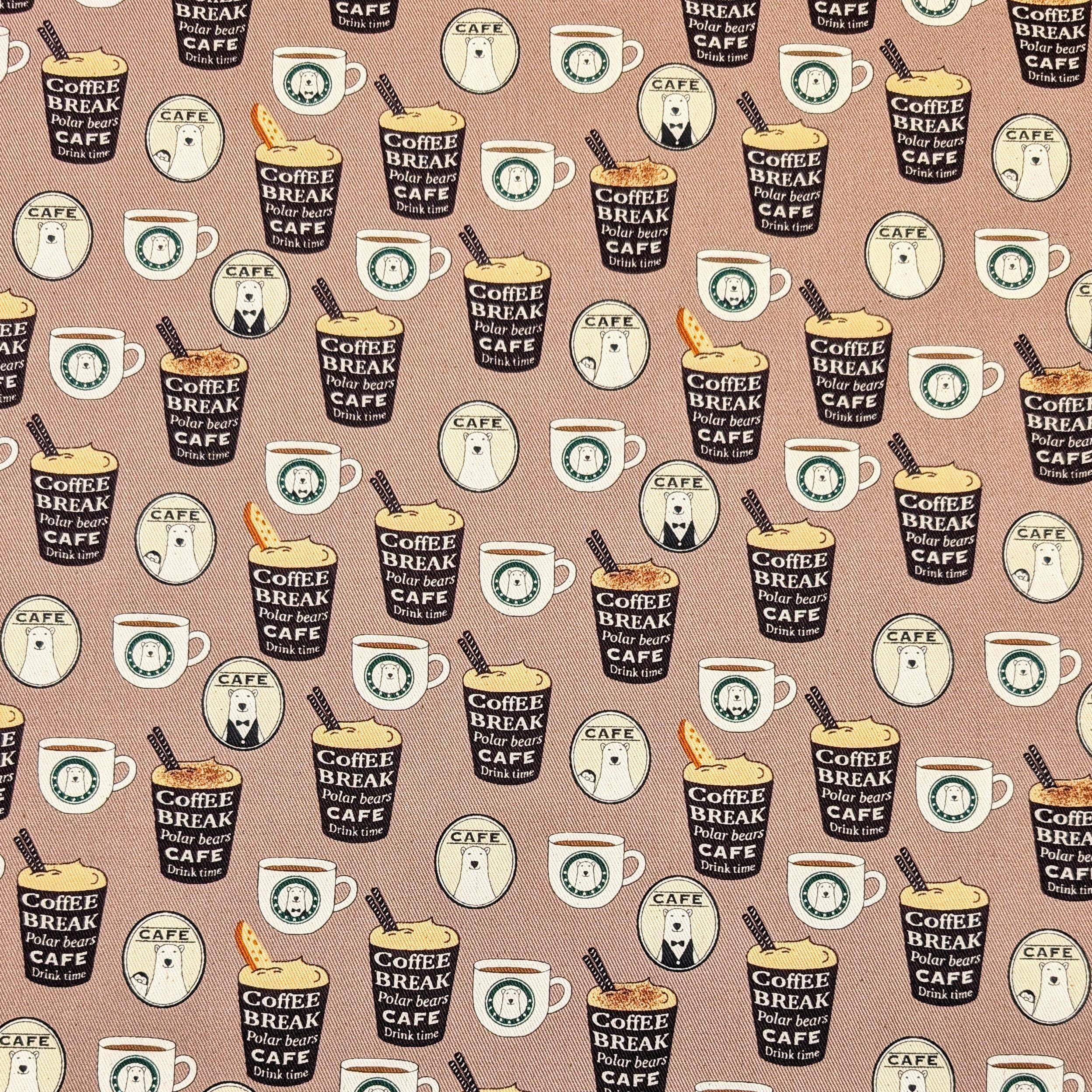 NEW Polar Bear Cafe Kobayashi Japanese cotton oxford twill fabric KTS-7066 E brown