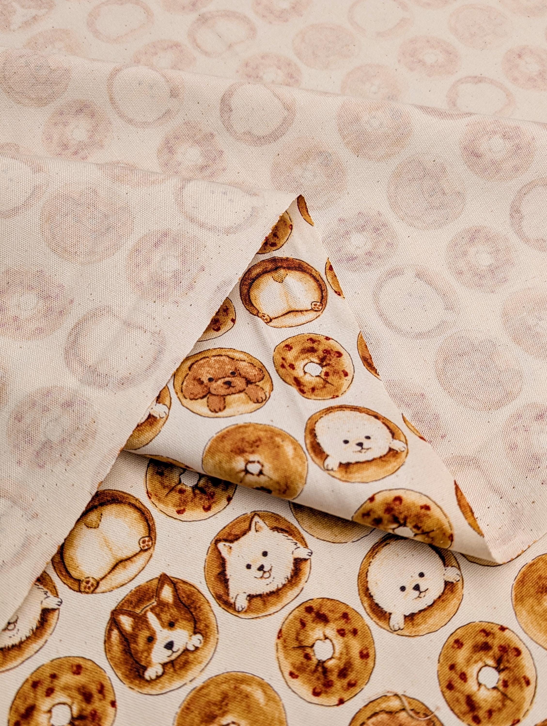 Bagel Dogs Kokka Japanese cotton light Oxford fabric YPA-51010-2 A white
