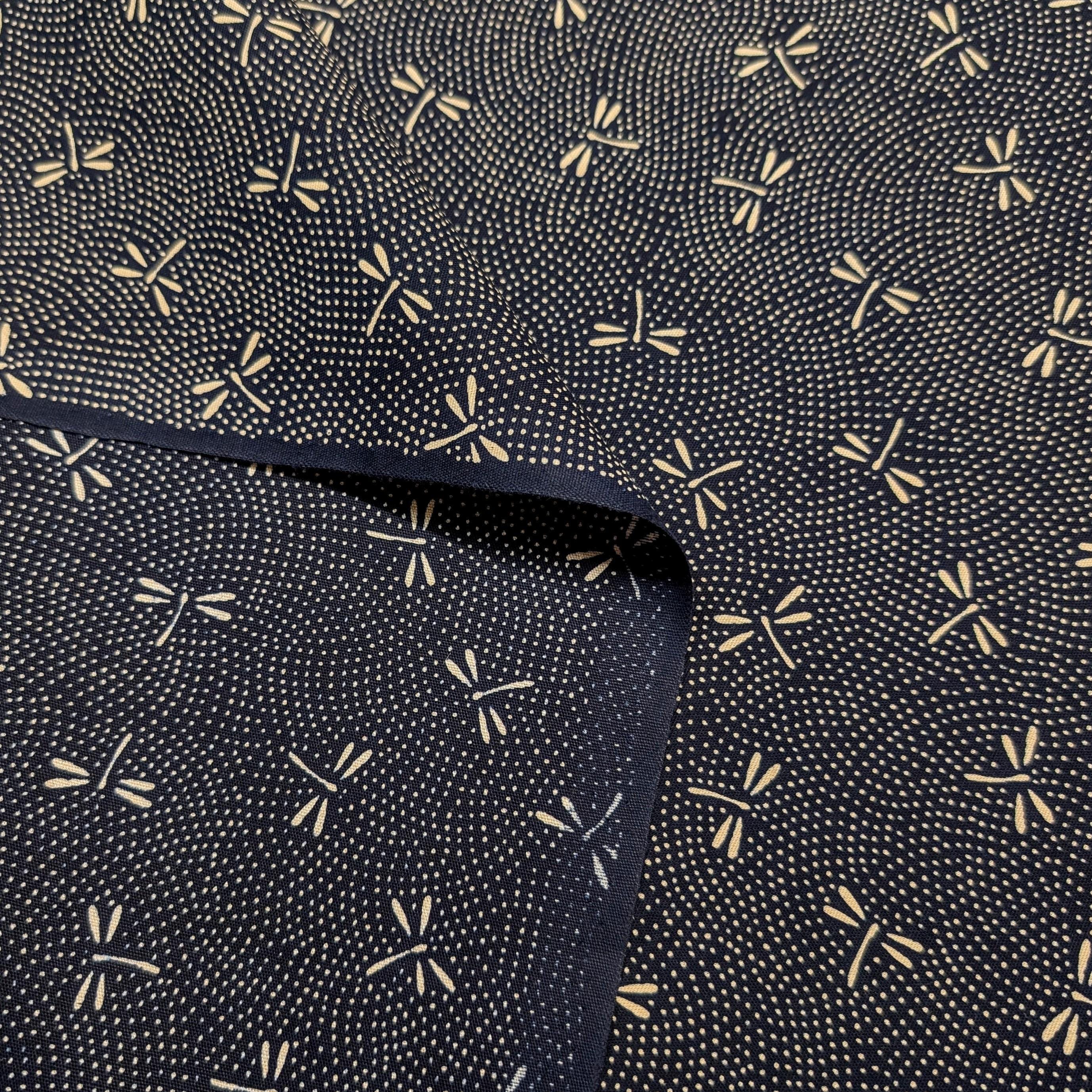 NEW Dotted Dragonflies Senyo Japanese cotton fabric SK-100-4 B navy