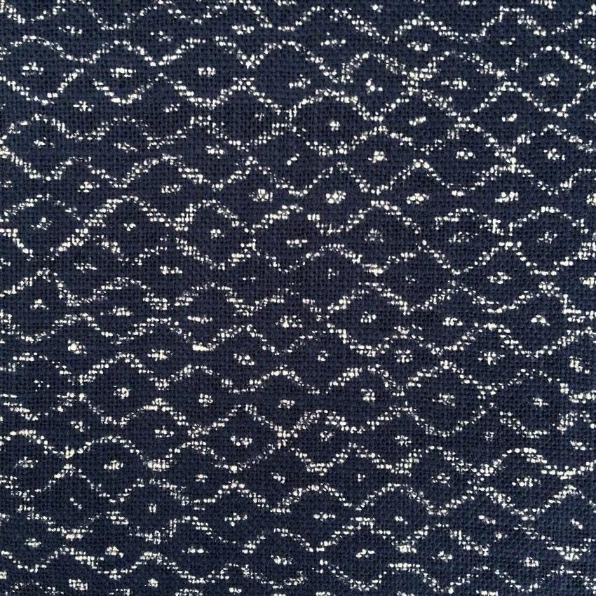 Sevenberry - Birds Eye Cotton Fabric - Navy Blue Beige