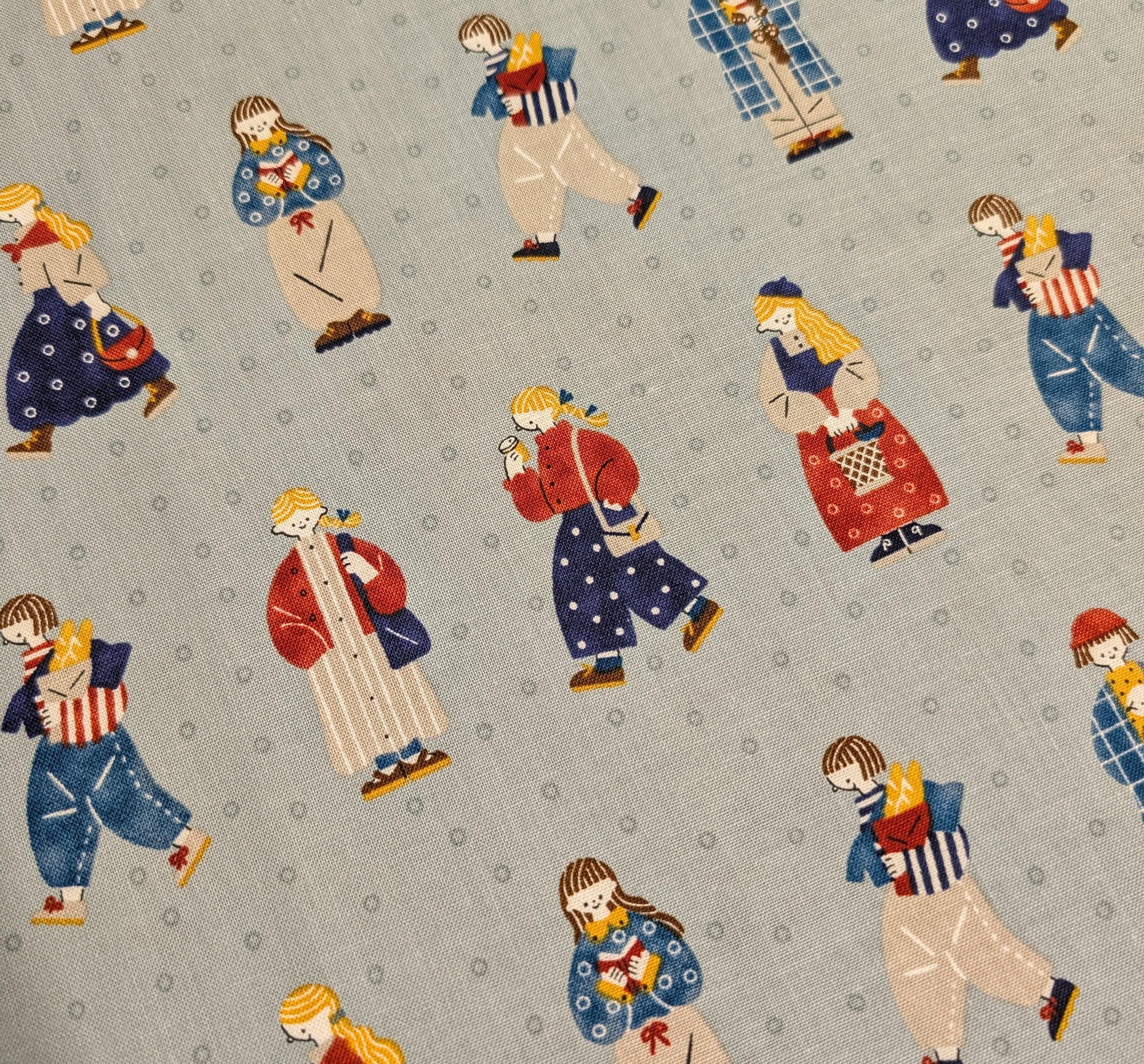 Cosmo - Scandinavian Folk Cotton Fabric - Blue