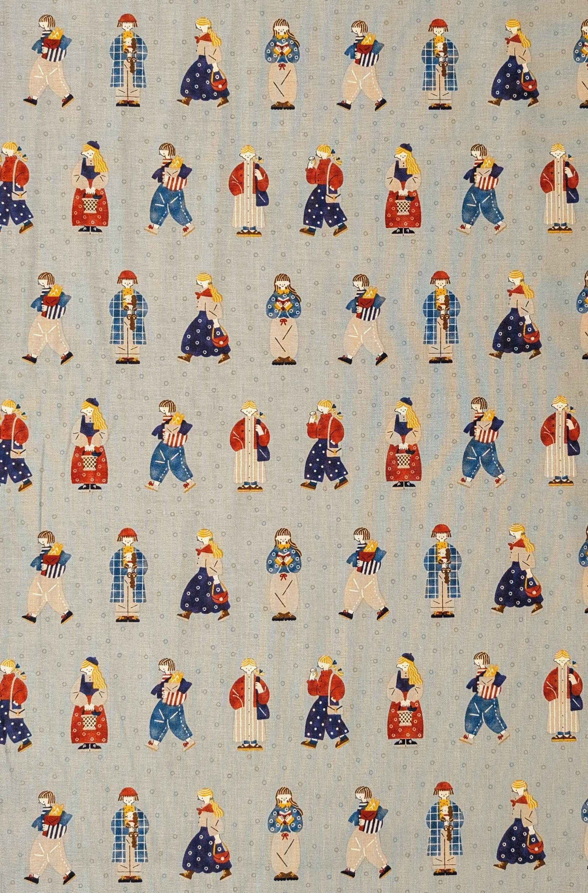Cosmo - Scandinavian Folk Cotton Fabric - Blue