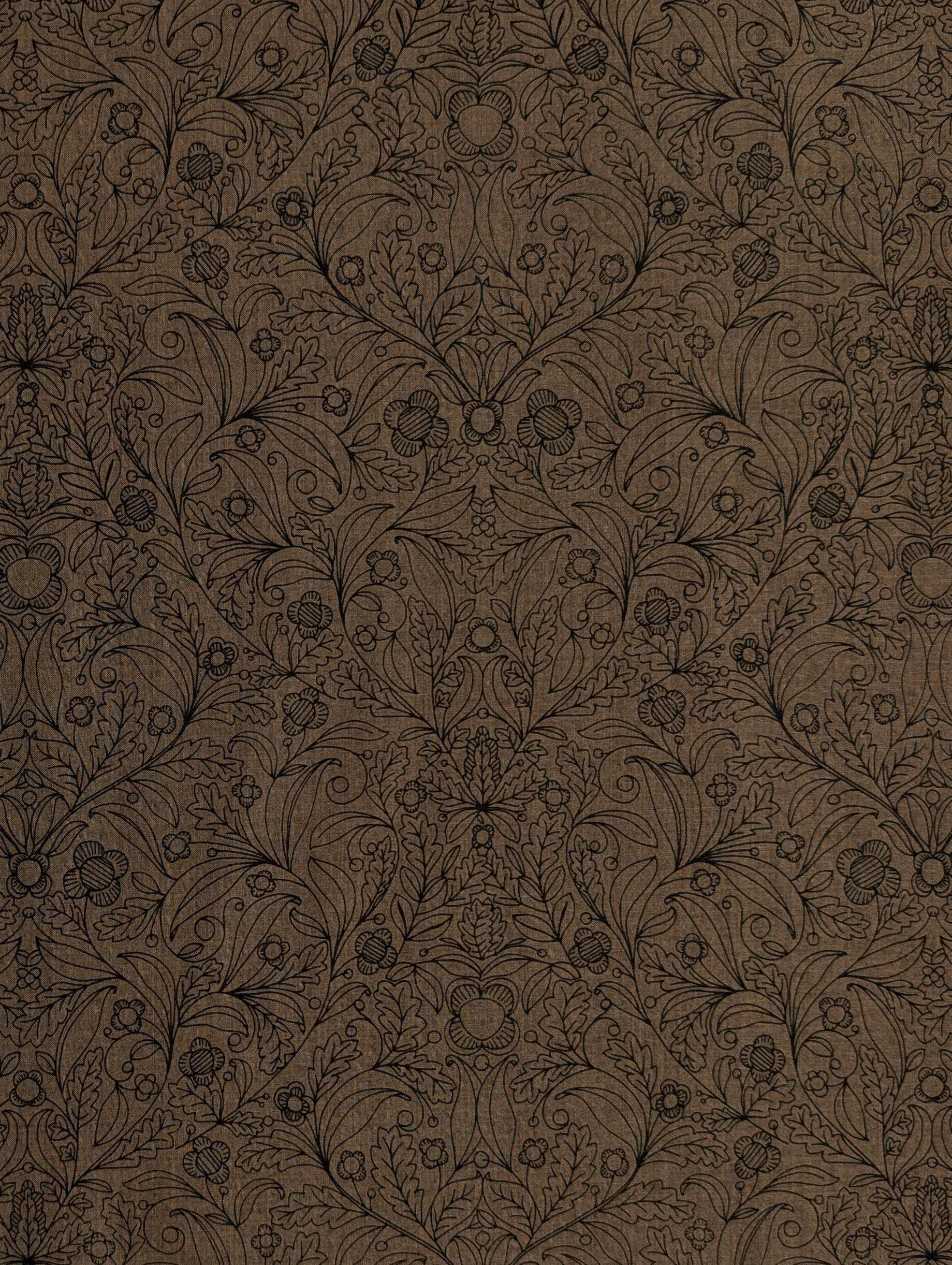Hokkoh - Botanical Filigree Cotton Lawn - Brown and Black