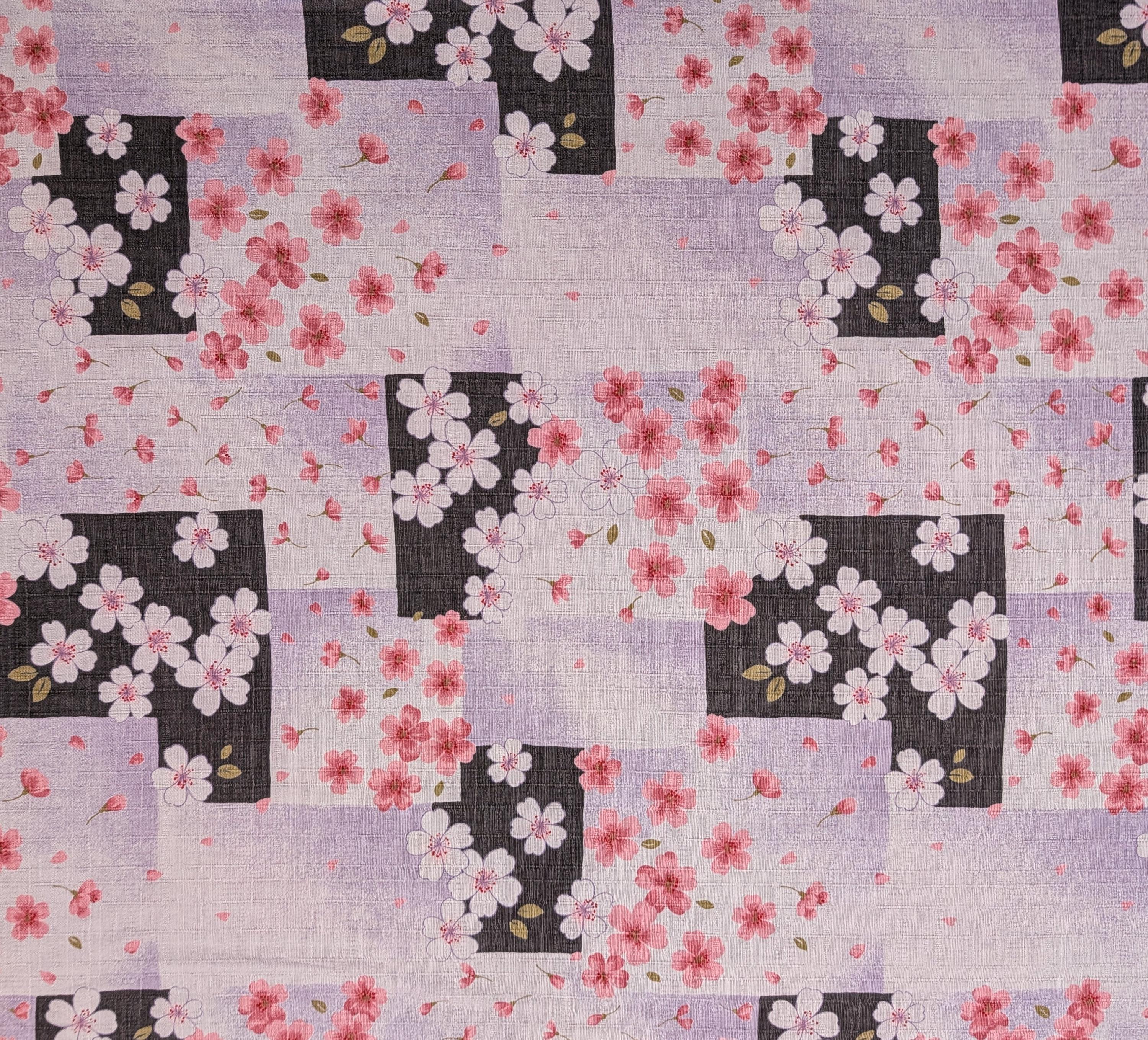 Patchwork Cherry Blossoms Kobayashi Japanese dobby cotton fabric KTS-6971 D purple