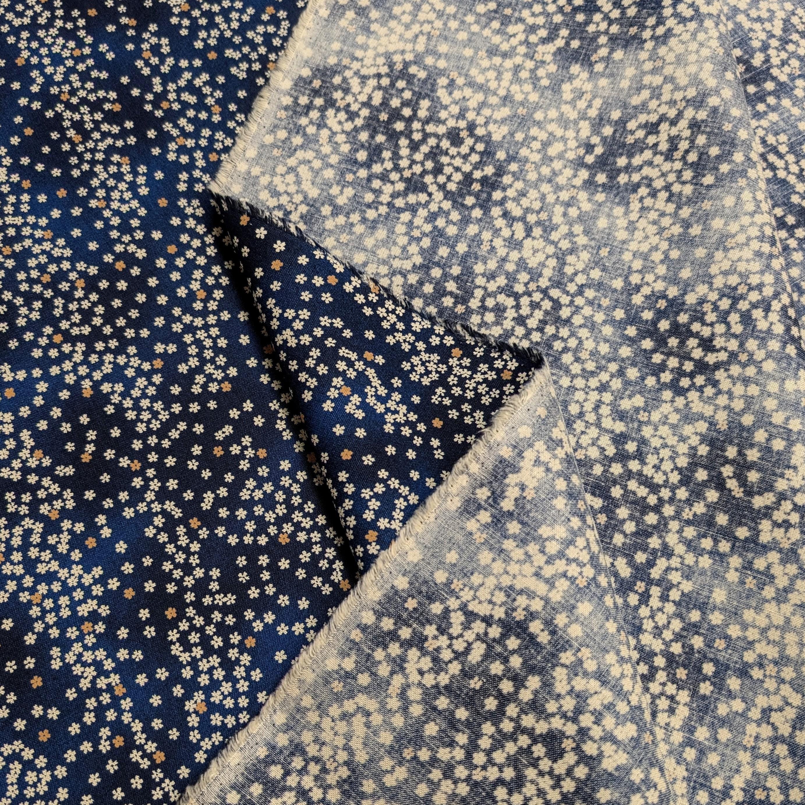 Sevenberry - Cherry Blossom Sky Cotton Fabric - Navy Blue