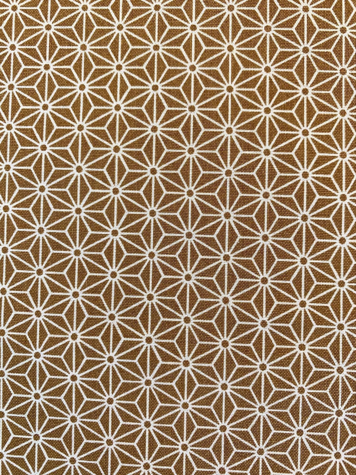 Sevenberry Small Asanoha stars in beige on bronze Japanese cotton fabric 88222-2-1