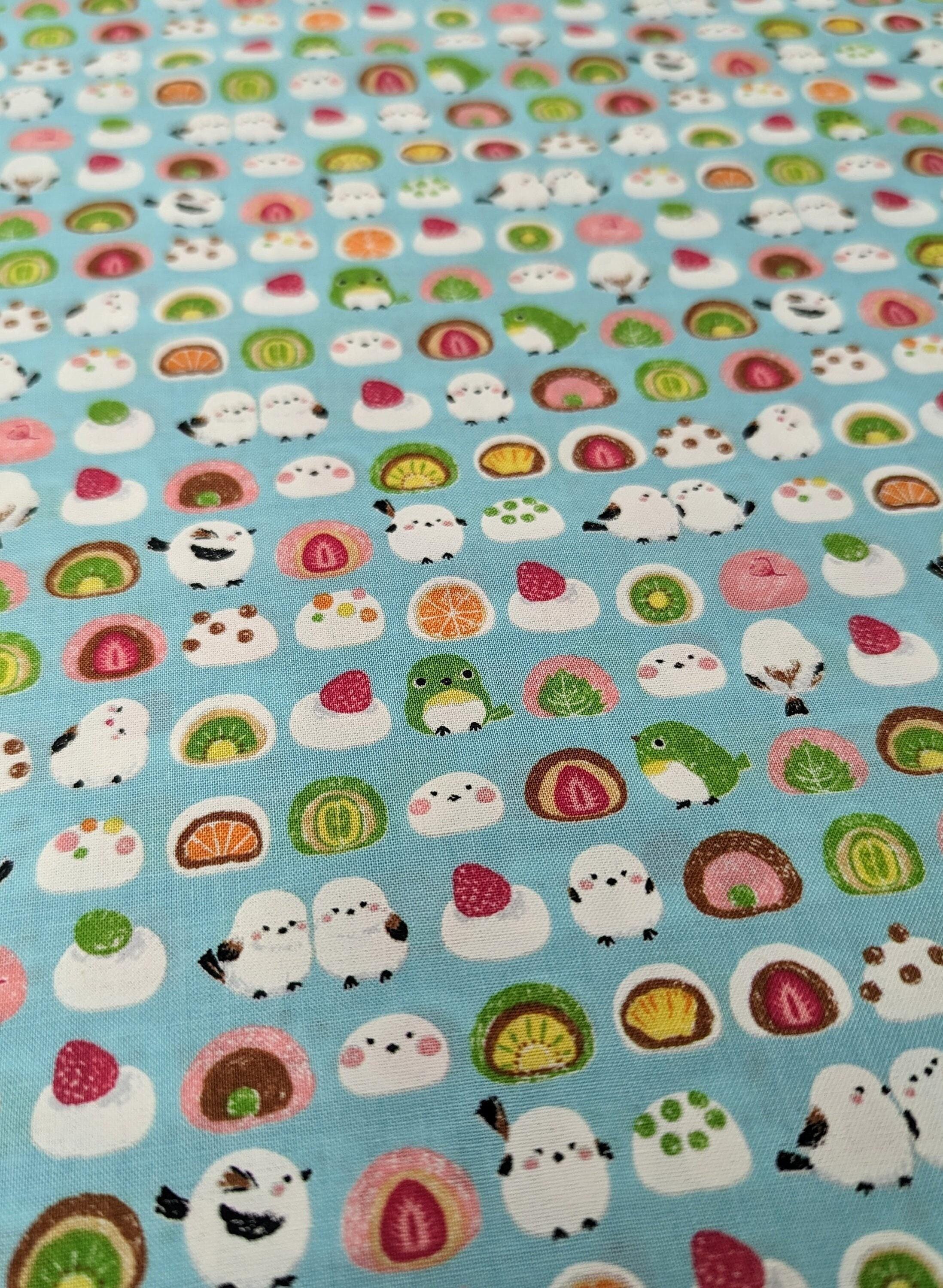 Senyo - Chickadees and Mochi Cotton Fabric - Teal Blue