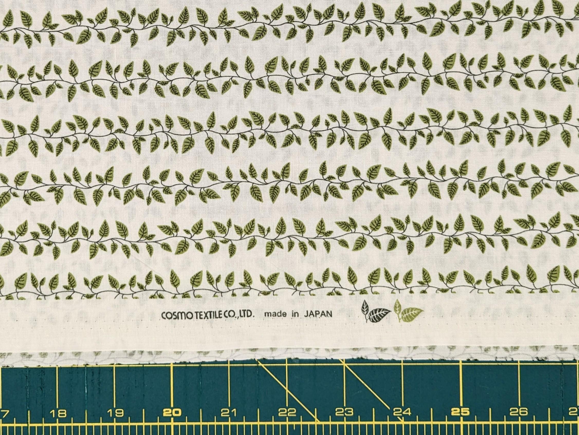 Cosmo - Vining Leaves Cotton Sheeting - White & Green