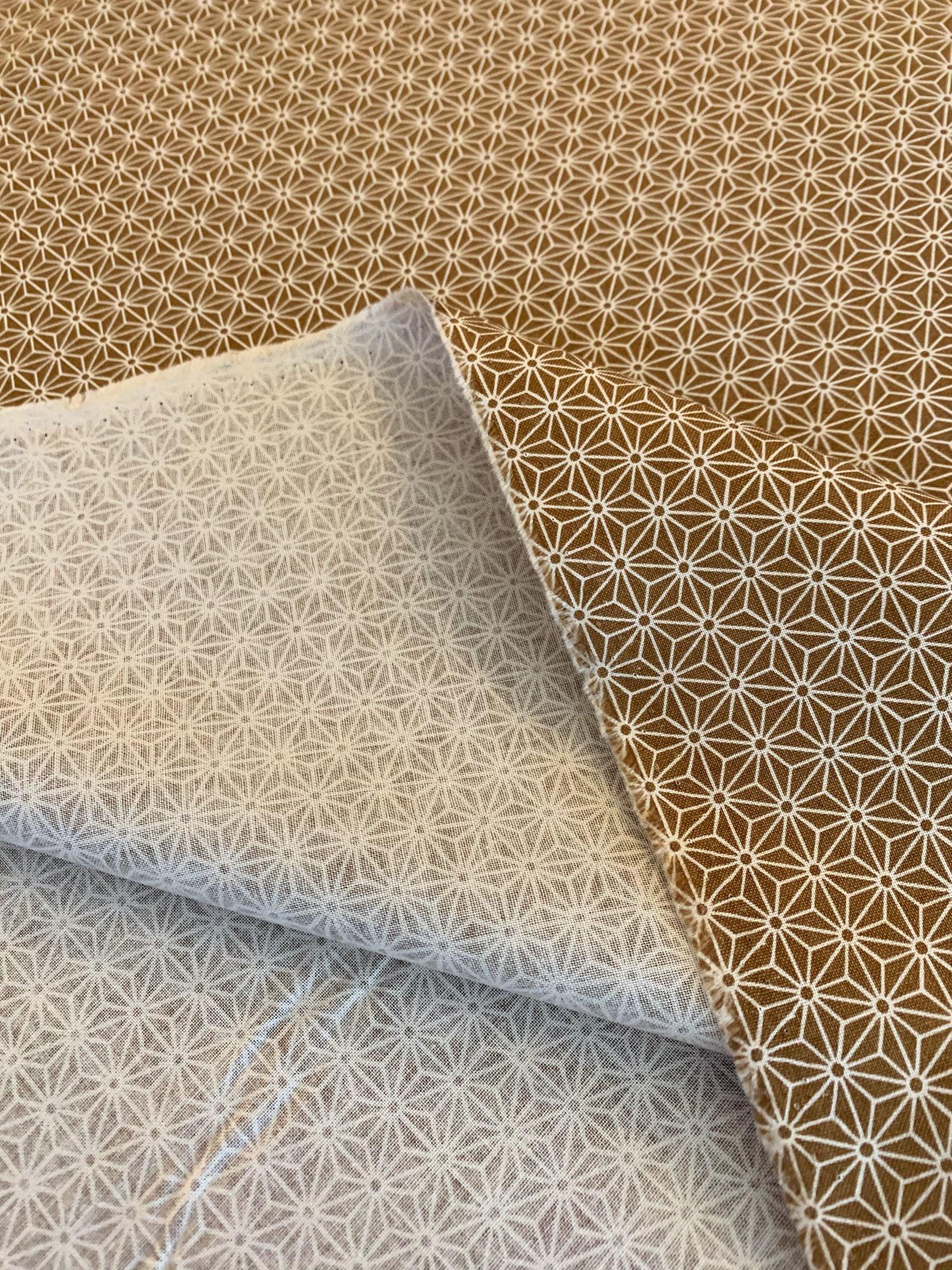 Sevenberry Small Asanoha stars in beige on bronze Japanese cotton fabric 88222-2-1