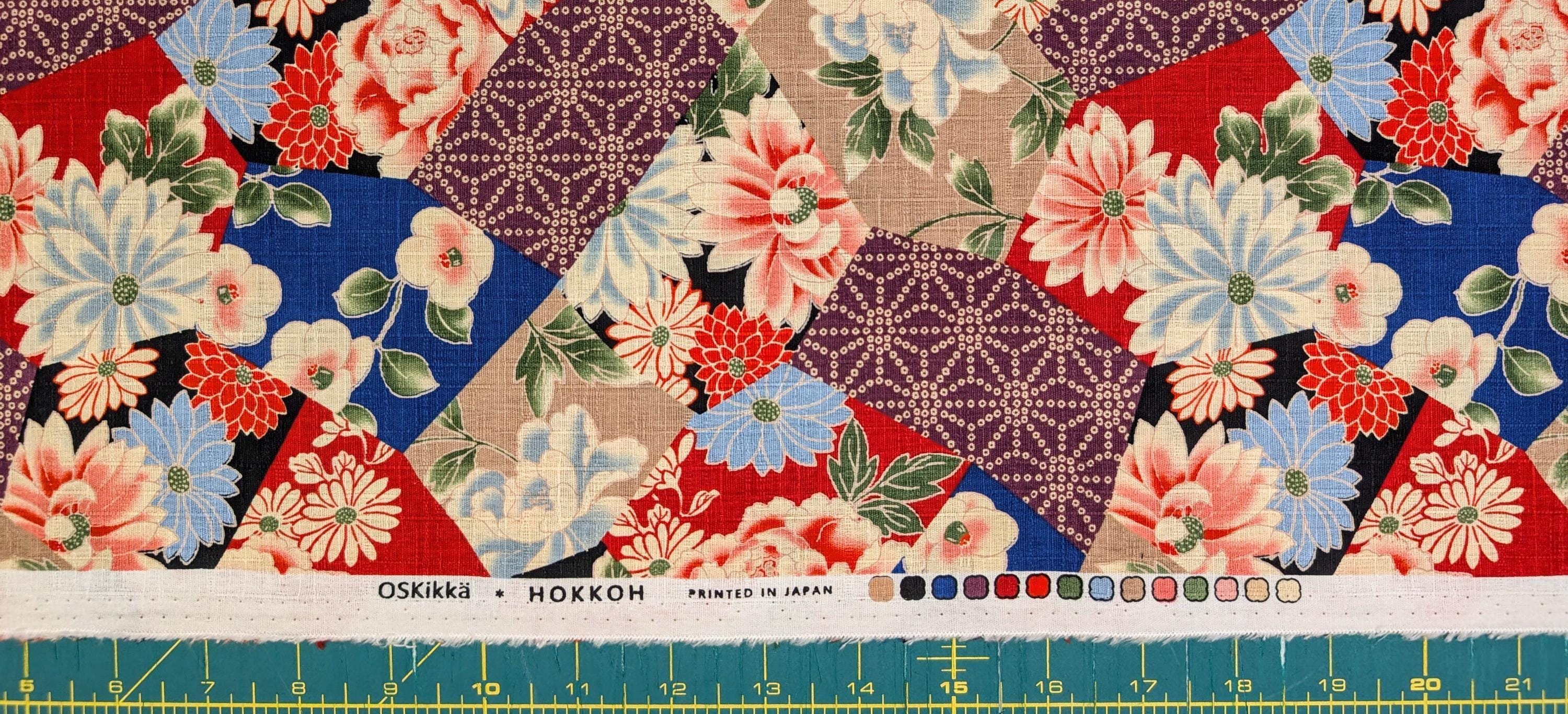 Patterned Floral Collage Hokkoh Japanese dobby cotton fabric 1025-110-2 A beige