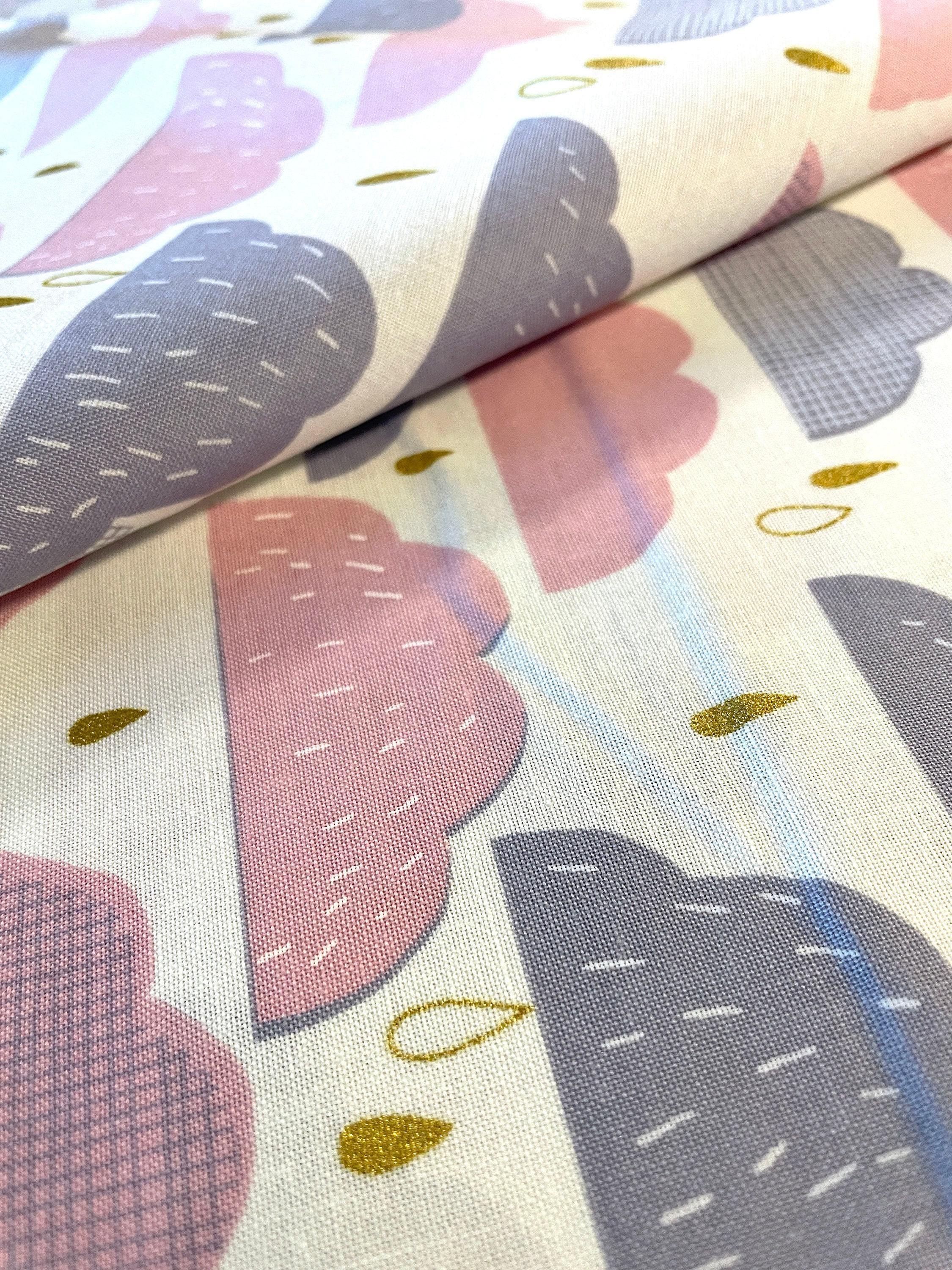 Hokkoh - Rain Clouds Cotton Fabric - Pink Gray