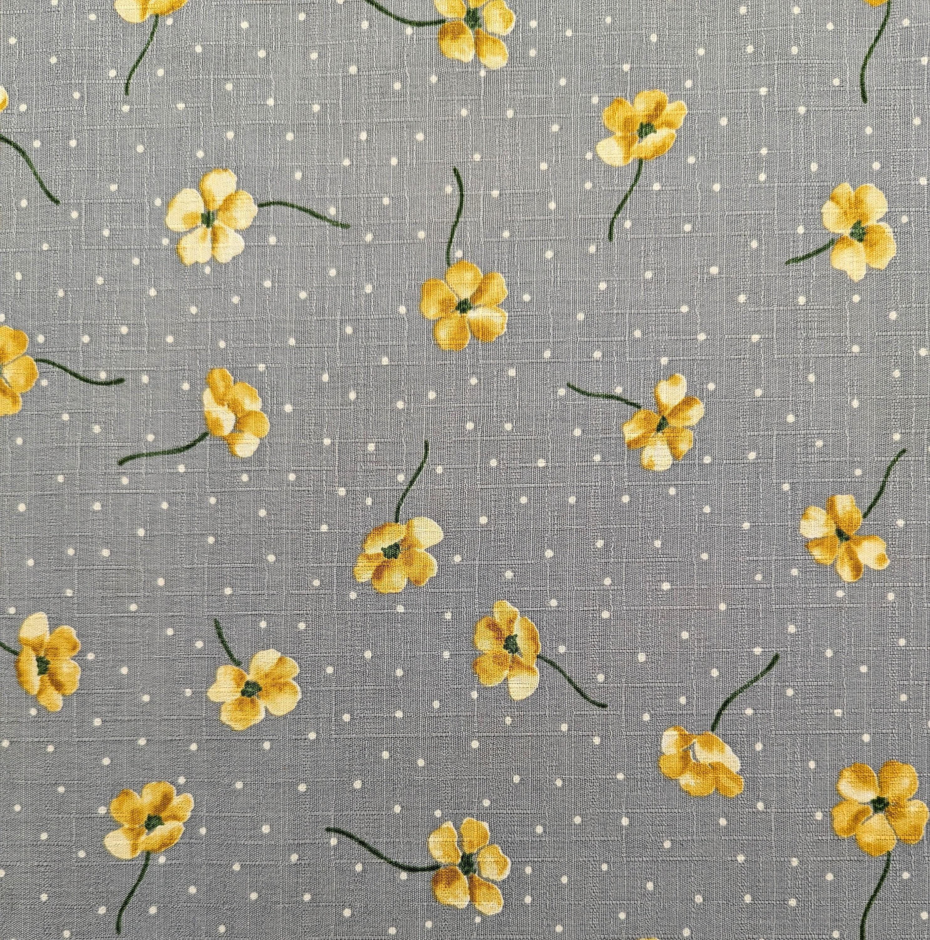 Koizumi - Polka Dotted Poppies Cotton Dobby - Gray