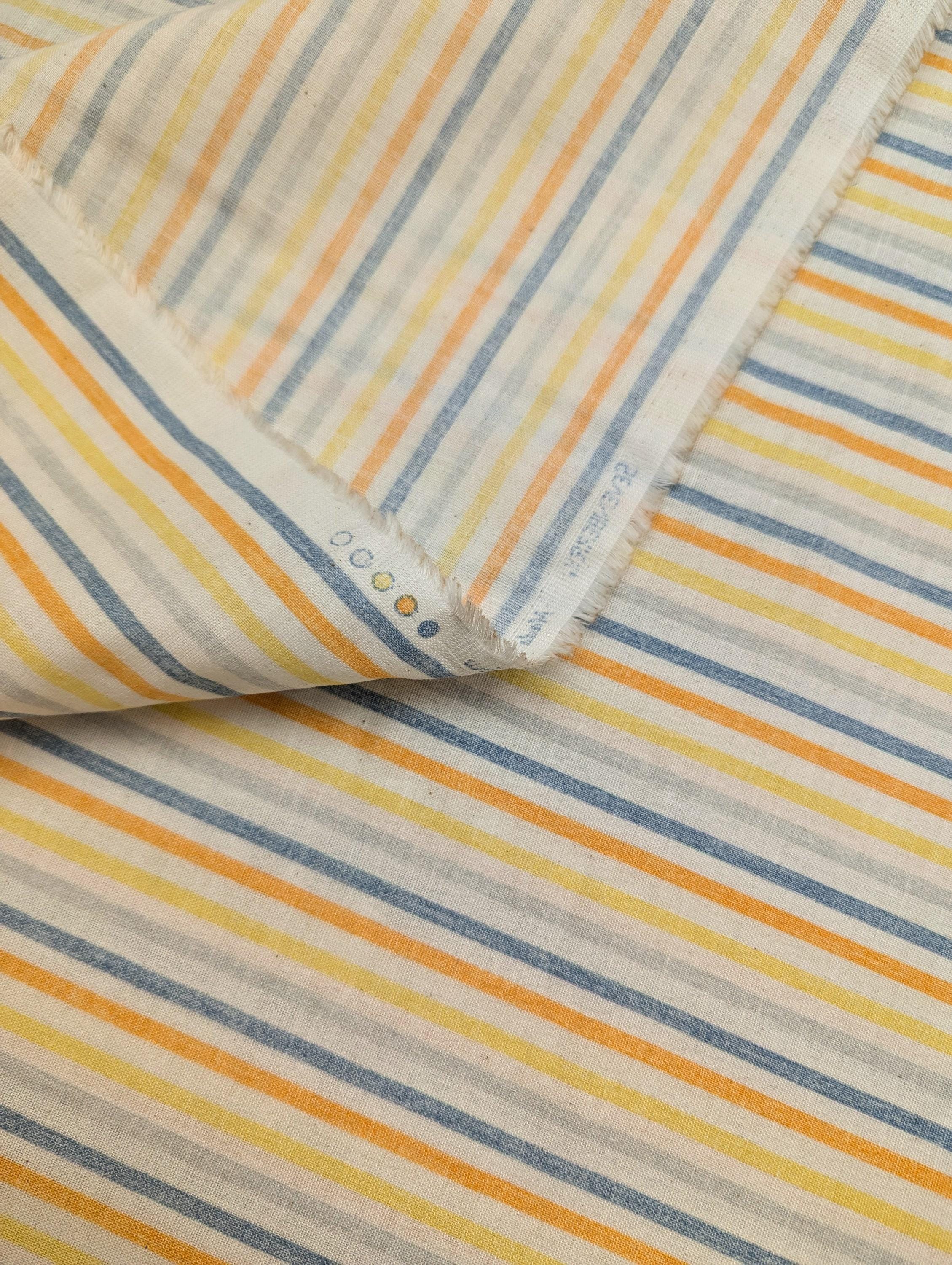 Sevenberry - Striped Cotton Double Gauze - Blue Orange Yellow