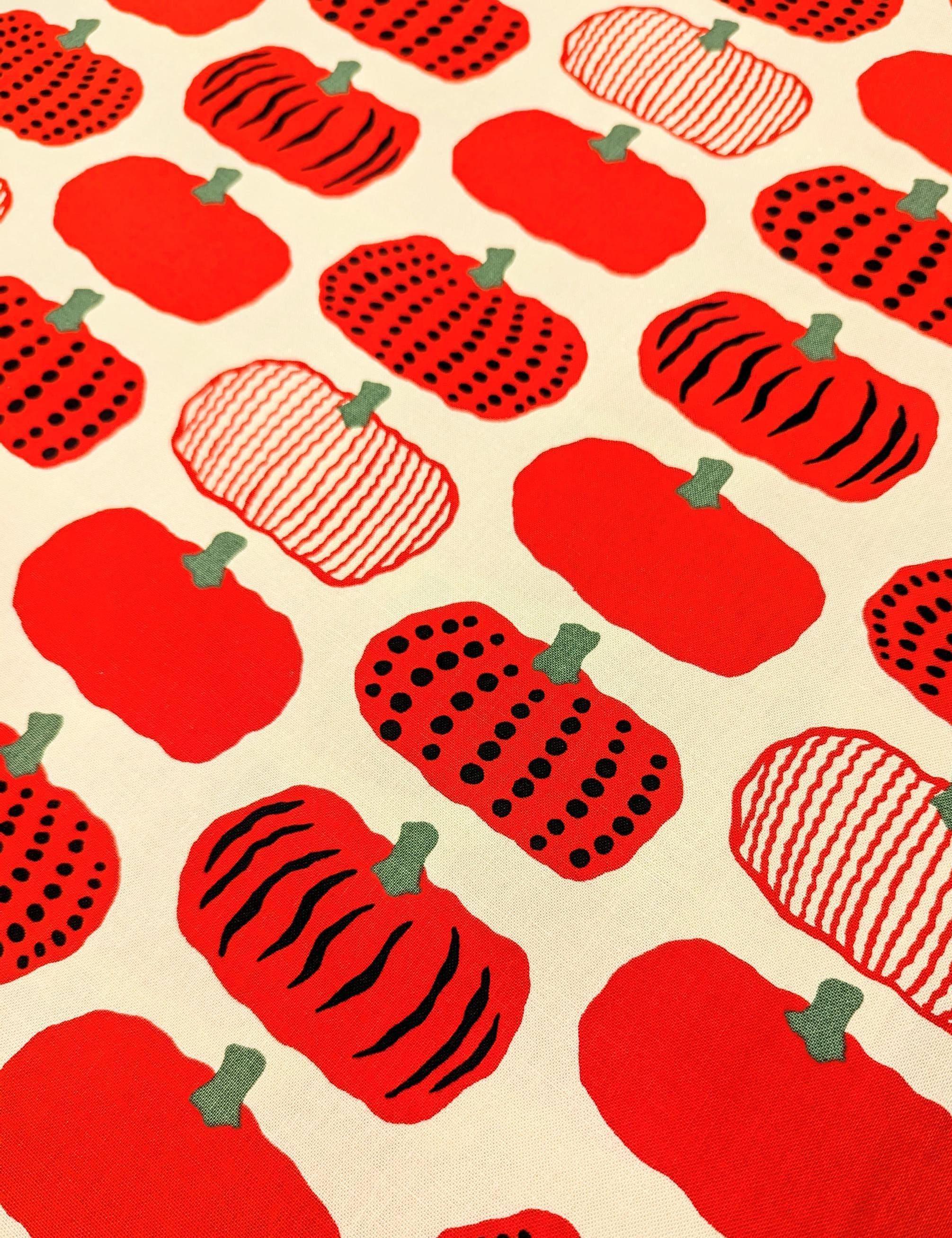 Kokka - Kabocha Pumpkins Cotton Oxford - Red White