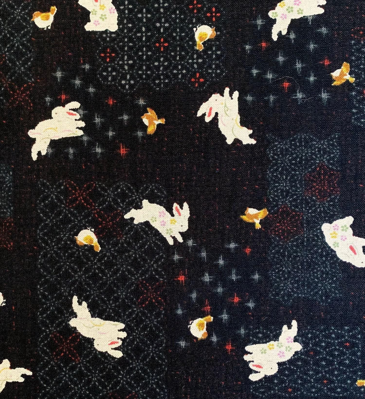 Sevenberry - Patchwork Rabbits Cotton Fabric - Black