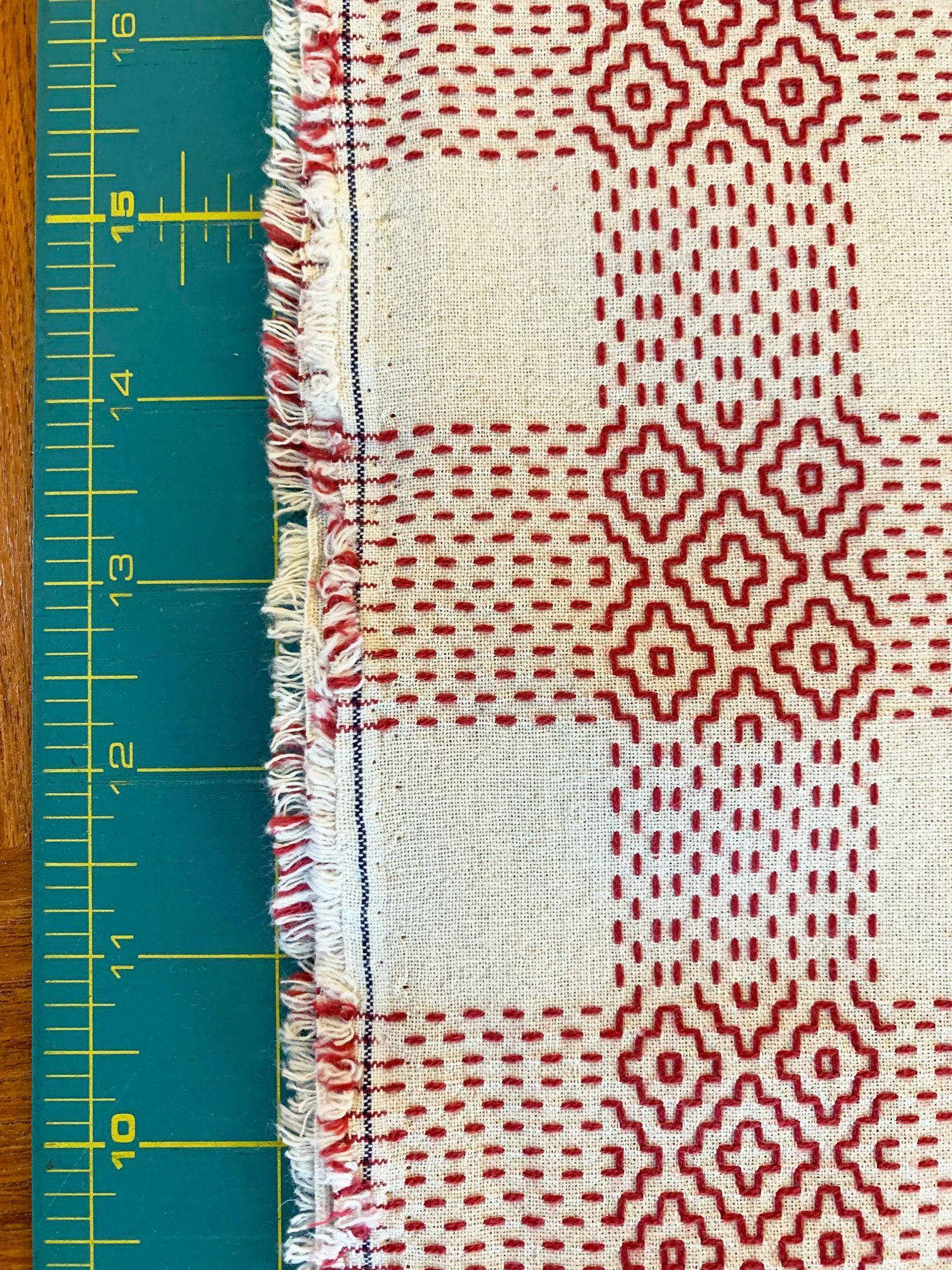 Olympus - Sashiko Sakizomemomen Fabric by the Yard - White Red