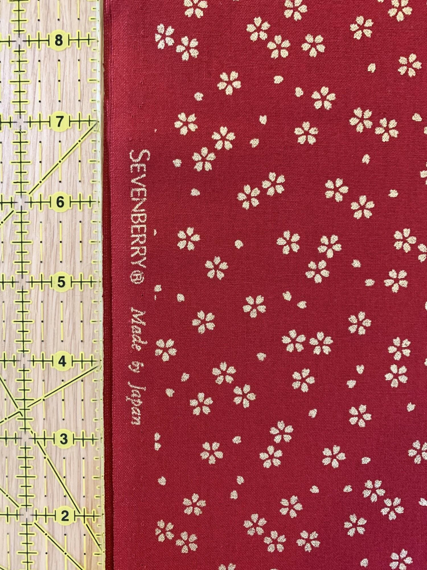 Sevenberry - Golden Cherry Blossoms Cotton Fabric - Red