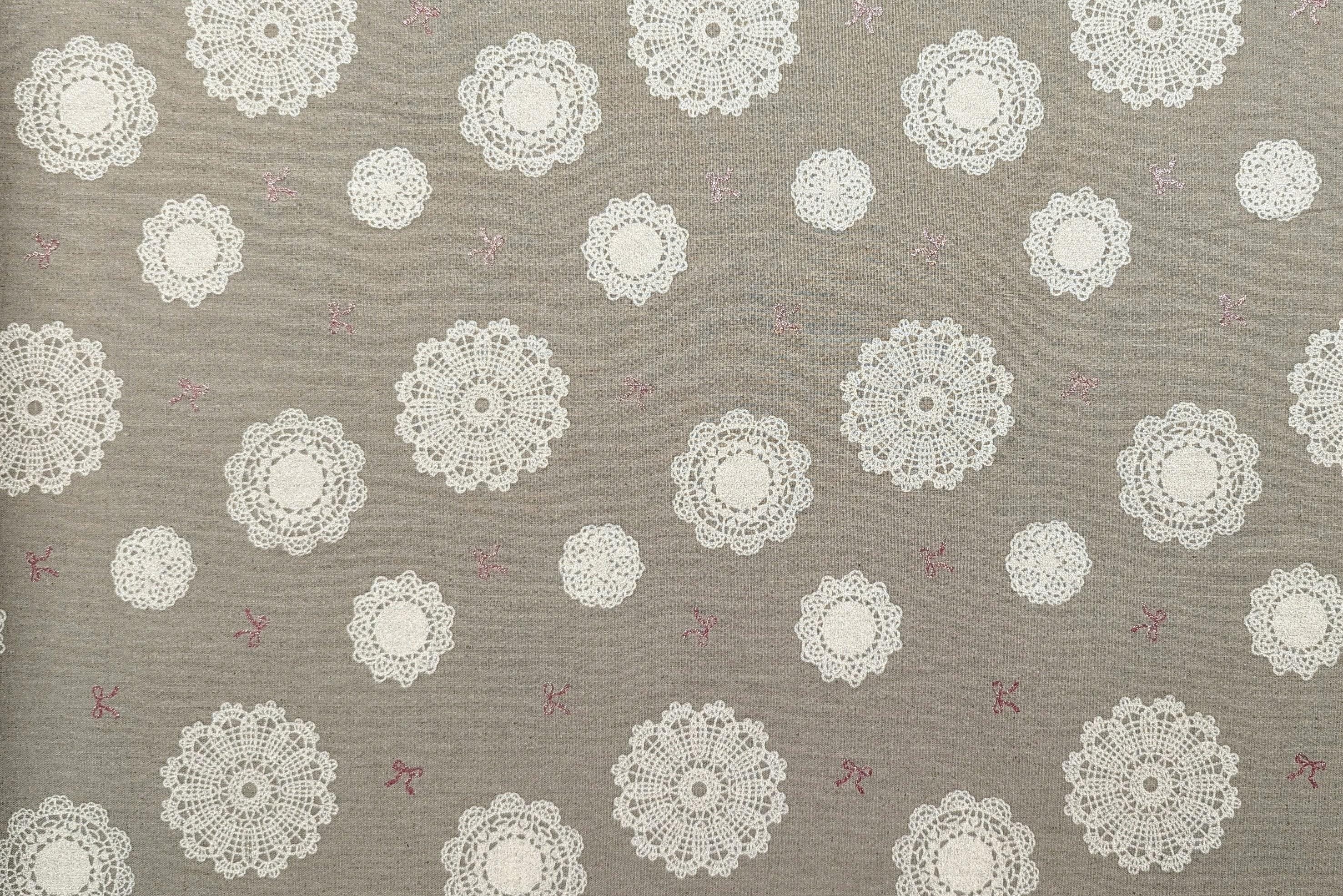 Senyo - Glittering Doilies Cotton Oxford - Pink White