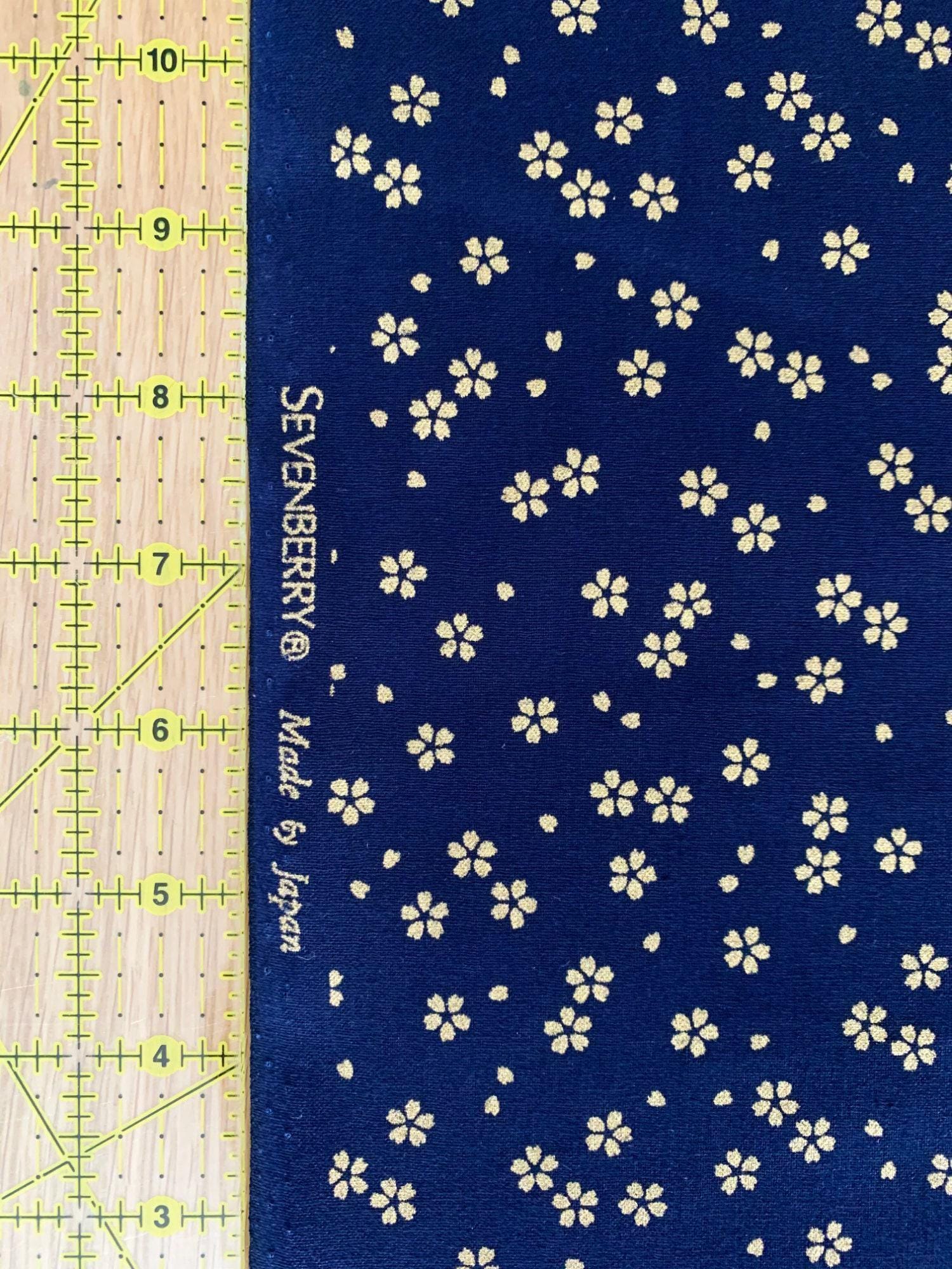 Sevenberry - Golden Cherry Blossoms Cotton Fabric - Blue