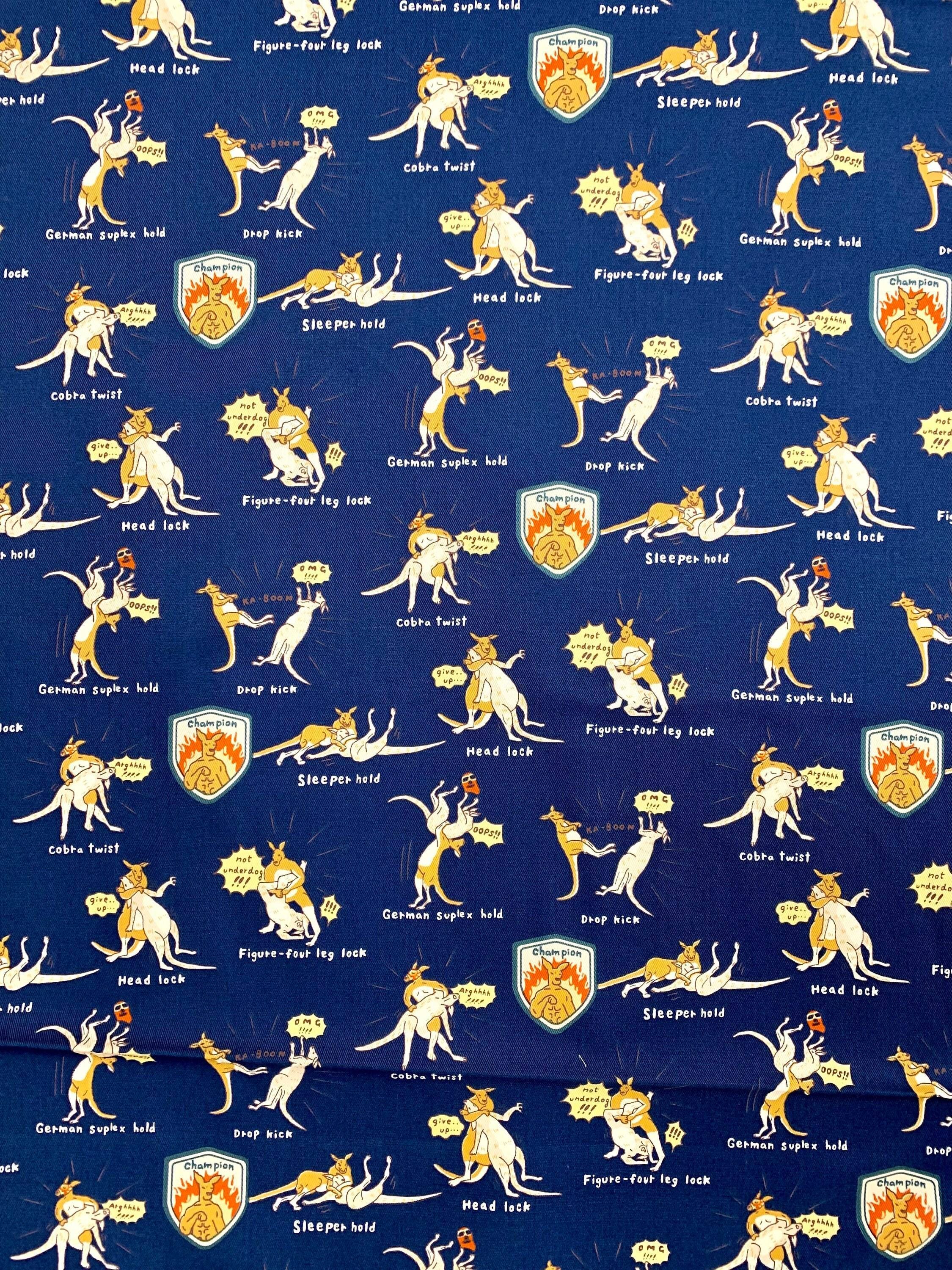 Kobayashi Luche Roo! Japanese cotton twill fabric KTS6806-D blue