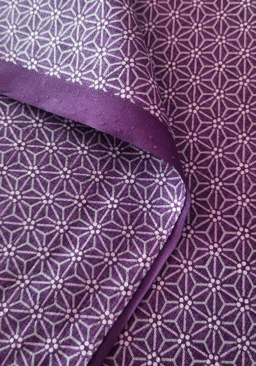 Morikiku - Asanoha Hemp Leaf Star Cotton Dobby - Purple