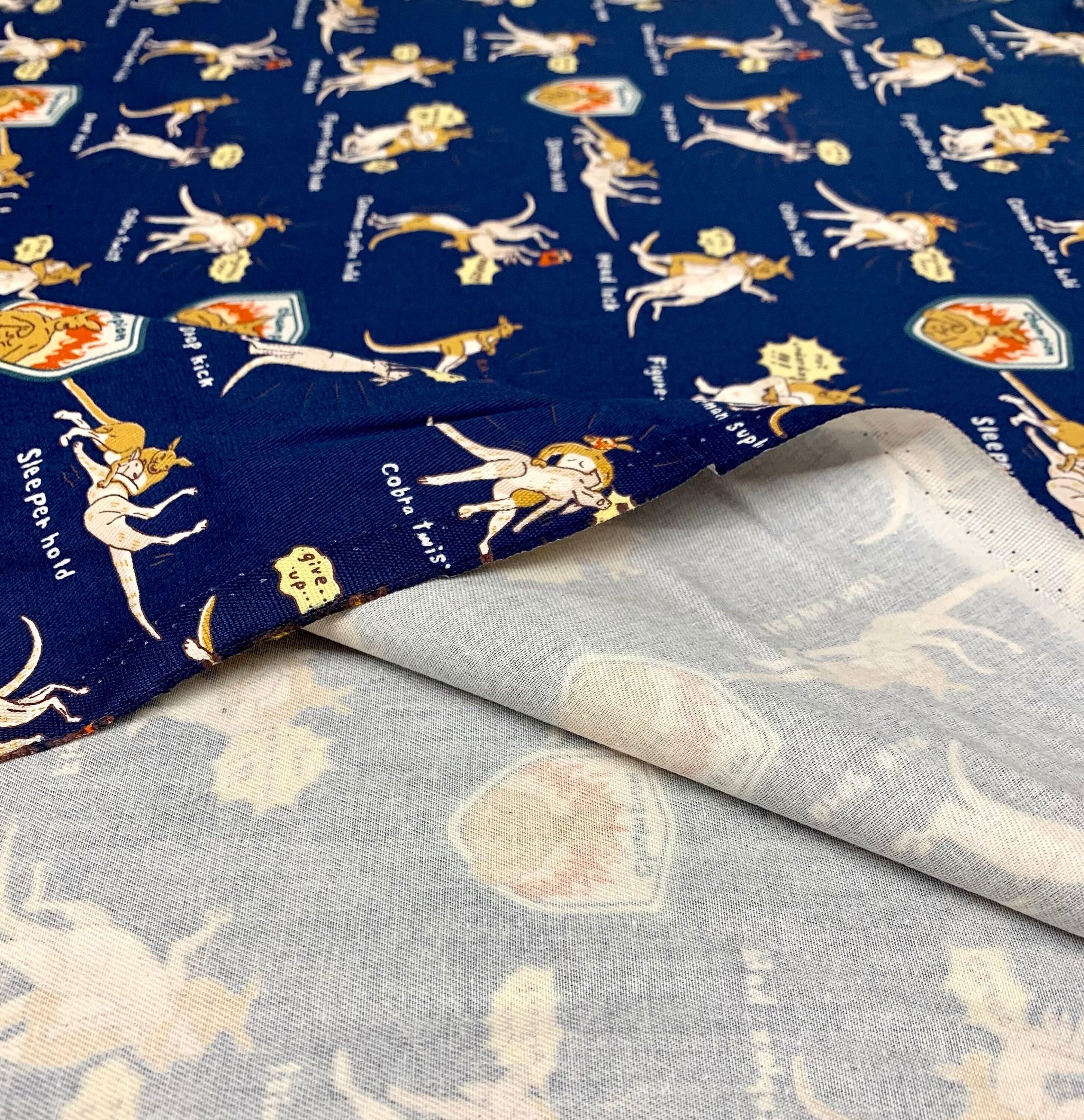 Kobayashi Luche Roo! Japanese cotton twill fabric KTS6806-D blue