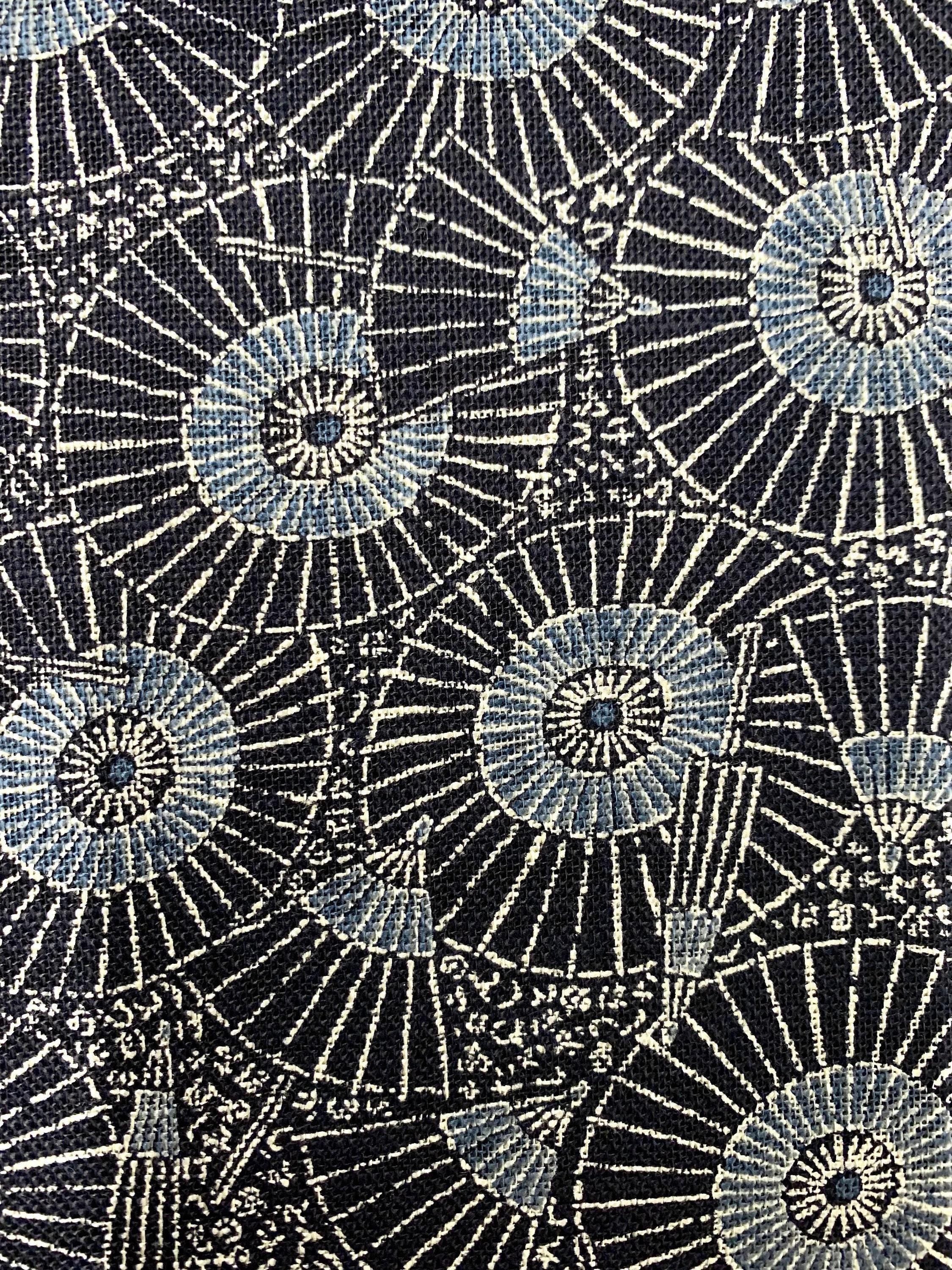 Sevenberry - Vintage Parasols Cotton Fabric - Navy Blue