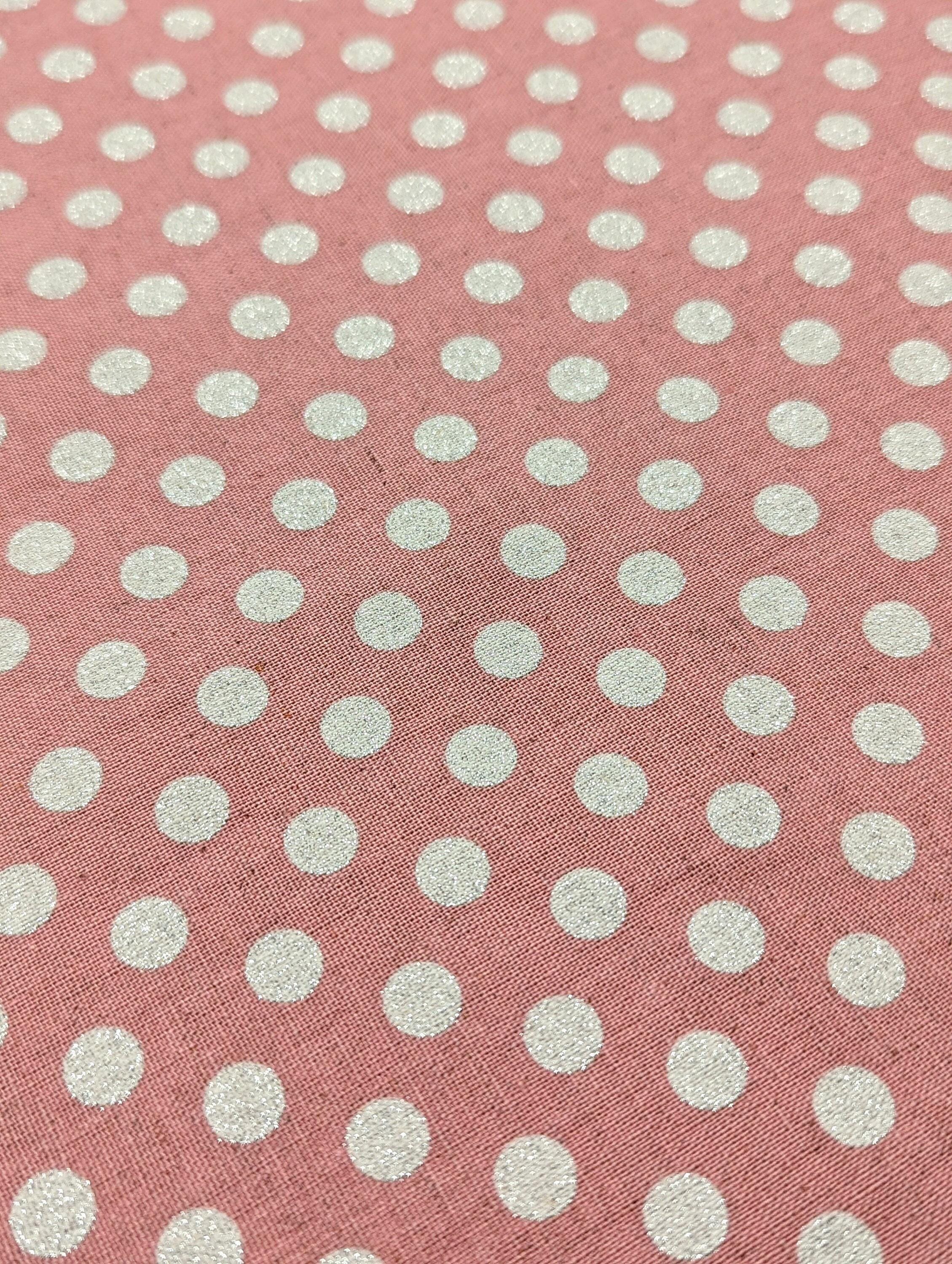 Senyo - Glittering Polka Dots Cotton Oxford - Pink With Silver