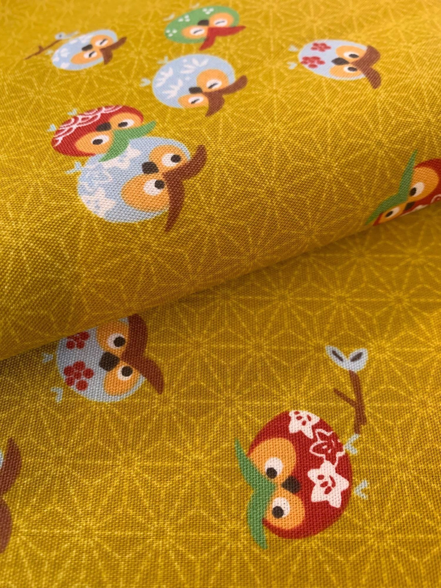 Yamaoka - Cute Owls Cotton Fabric - Yellow