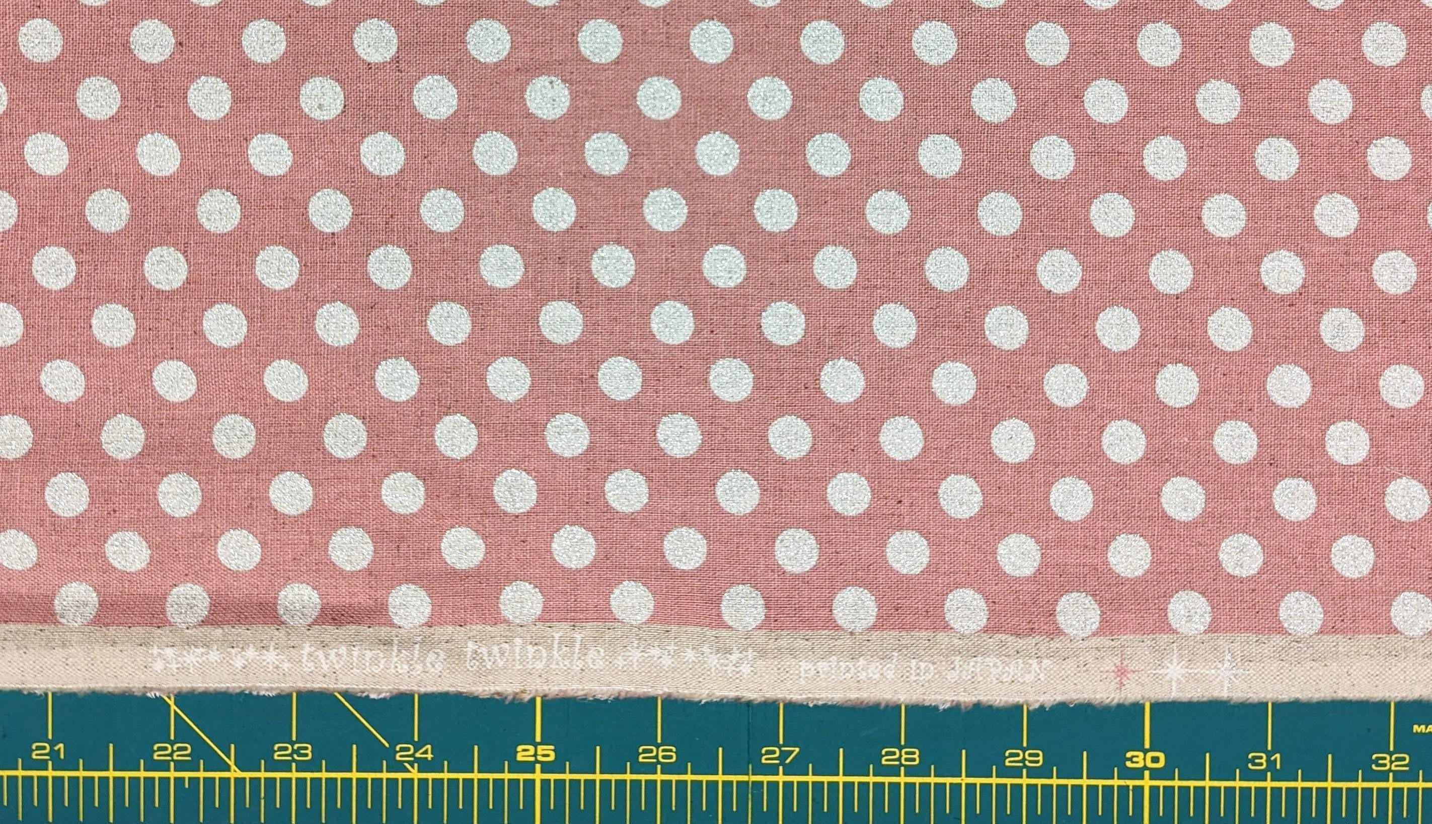 Senyo - Glittering Polka Dots Cotton Oxford - Pink With Silver