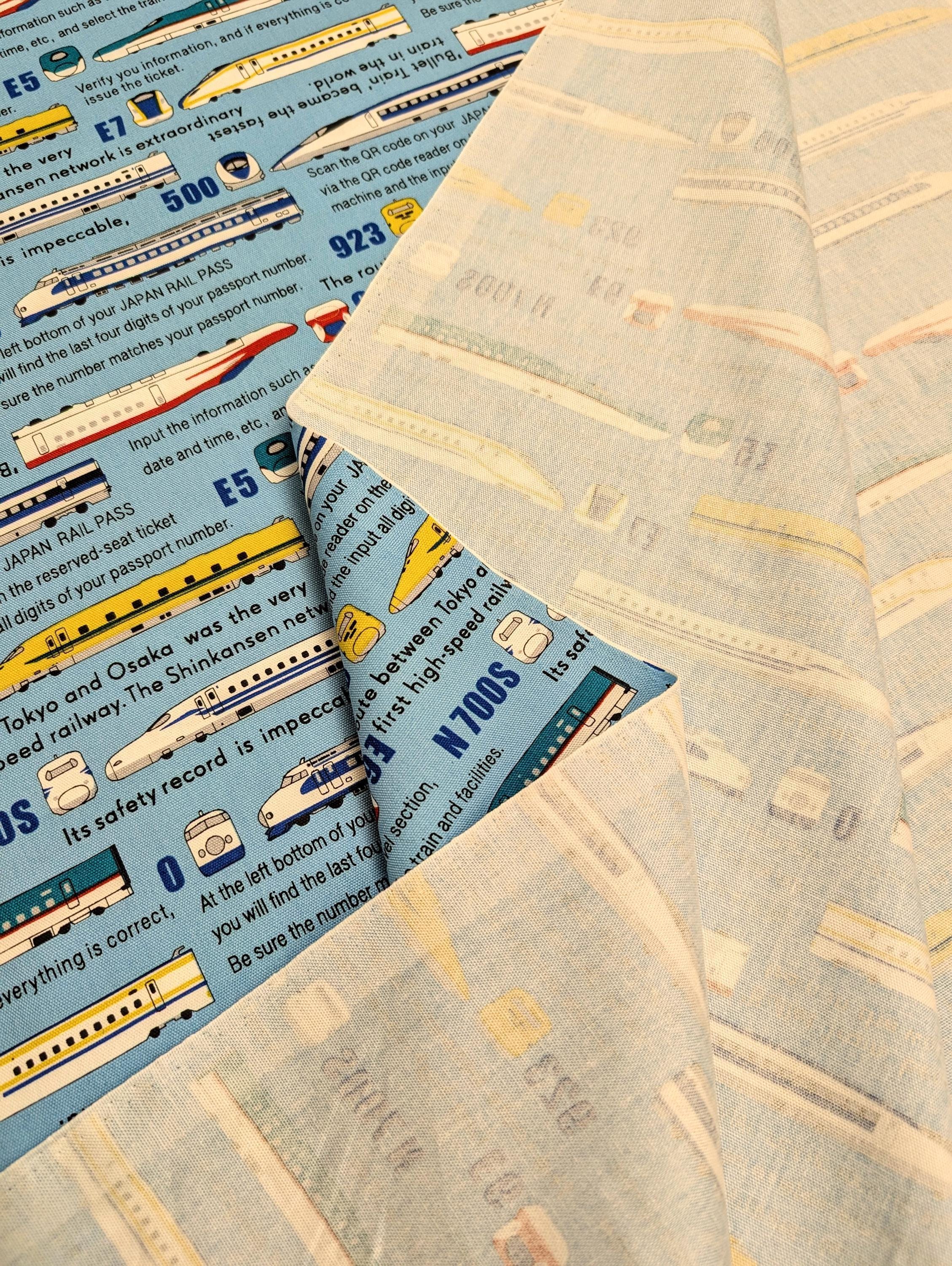 Bullet Trains Asano Japanese Oxford cotton canvas fabric 2500-1 B blue