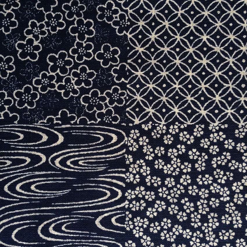 Sevenberry - Patchwork Cotton Fabric - Navy Blue Beige