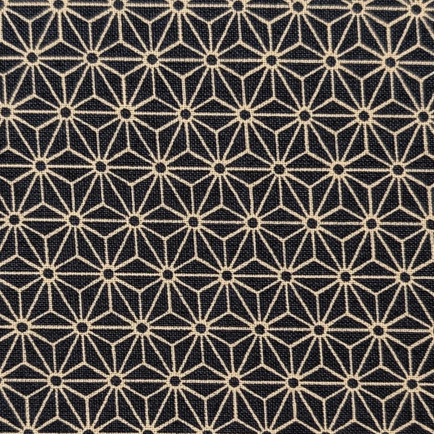 Sevenberry Small Asanoha stars Japanese cotton fabric 88222-2-5 beige & black