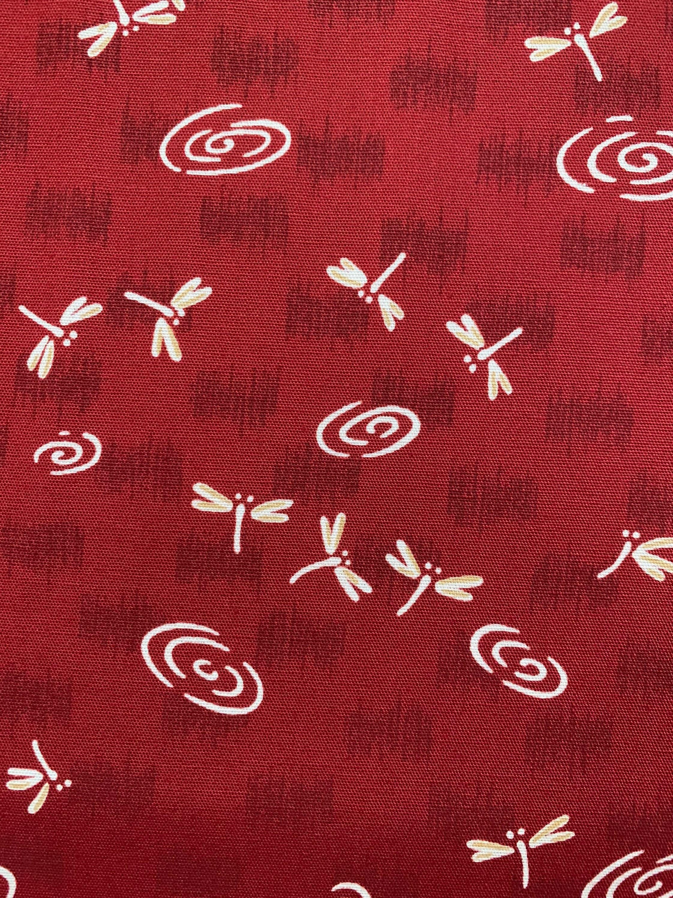 Dragonflies at the Water's Edge Japanese cotton fabric 3030-4D red