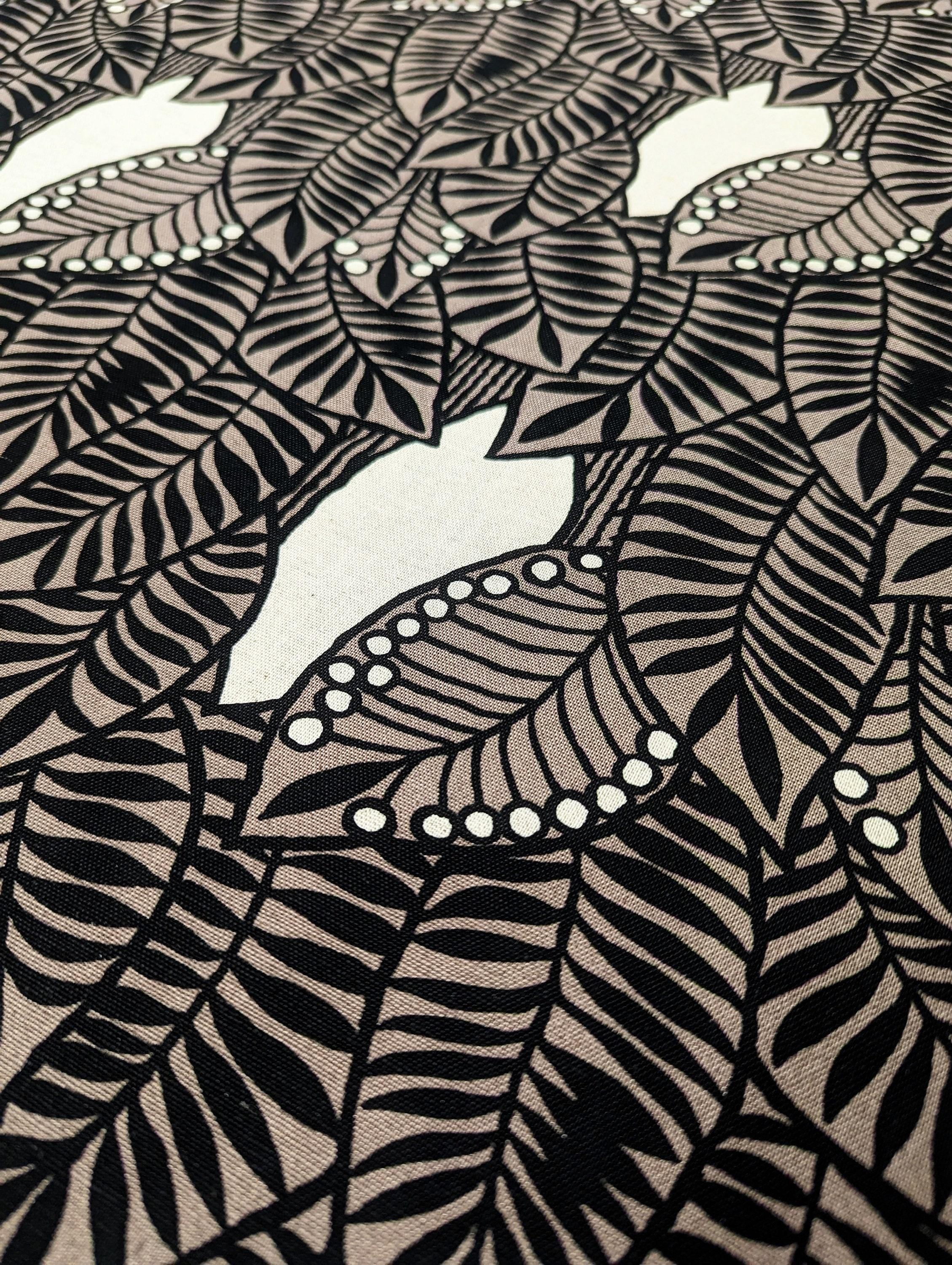 Kobayashi - Tropical Forest Cotton/Linen Canvas - Gray and Black