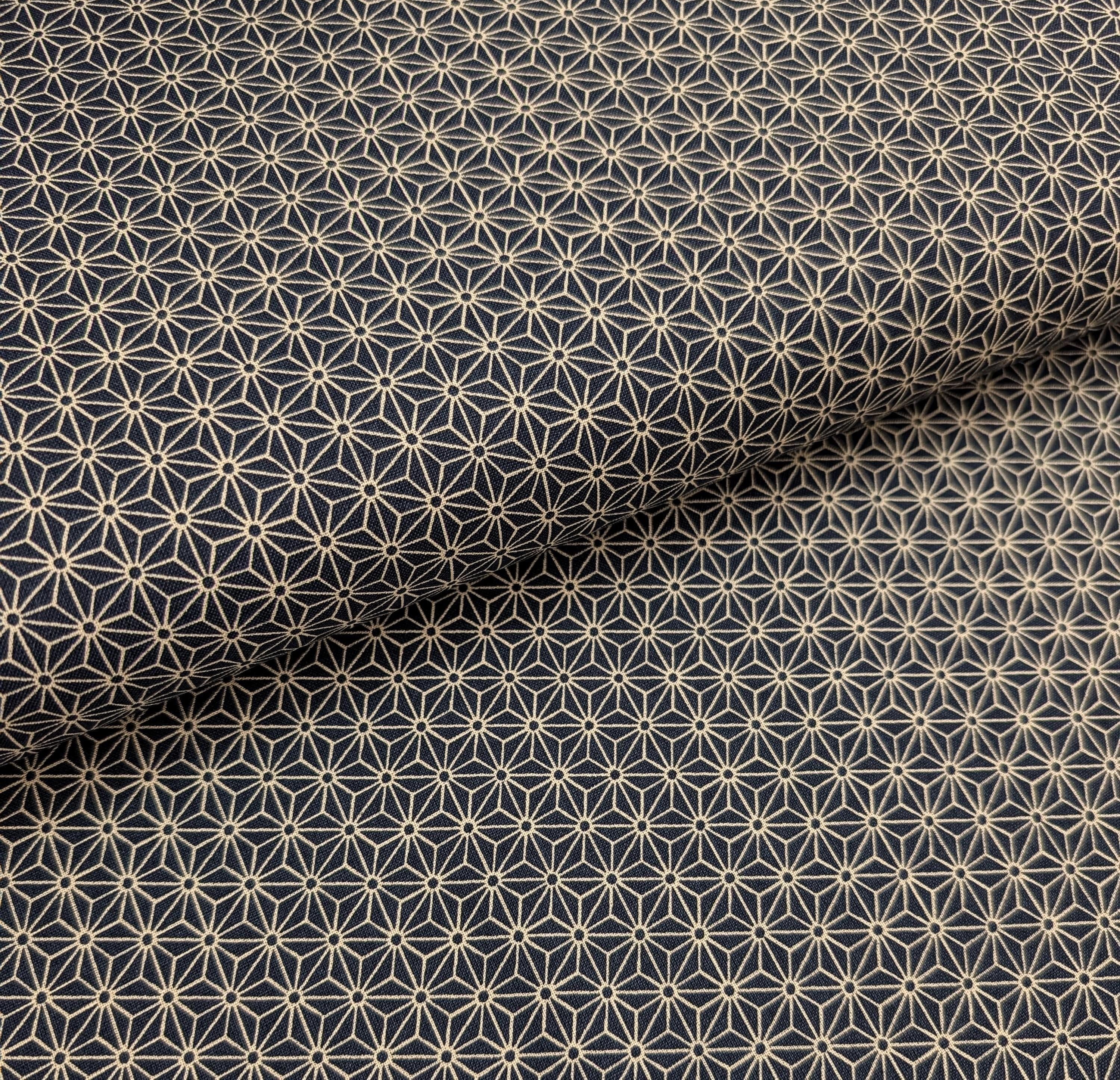Sevenberry Small Asanoha stars Japanese cotton fabric 88222-2-5 beige & black
