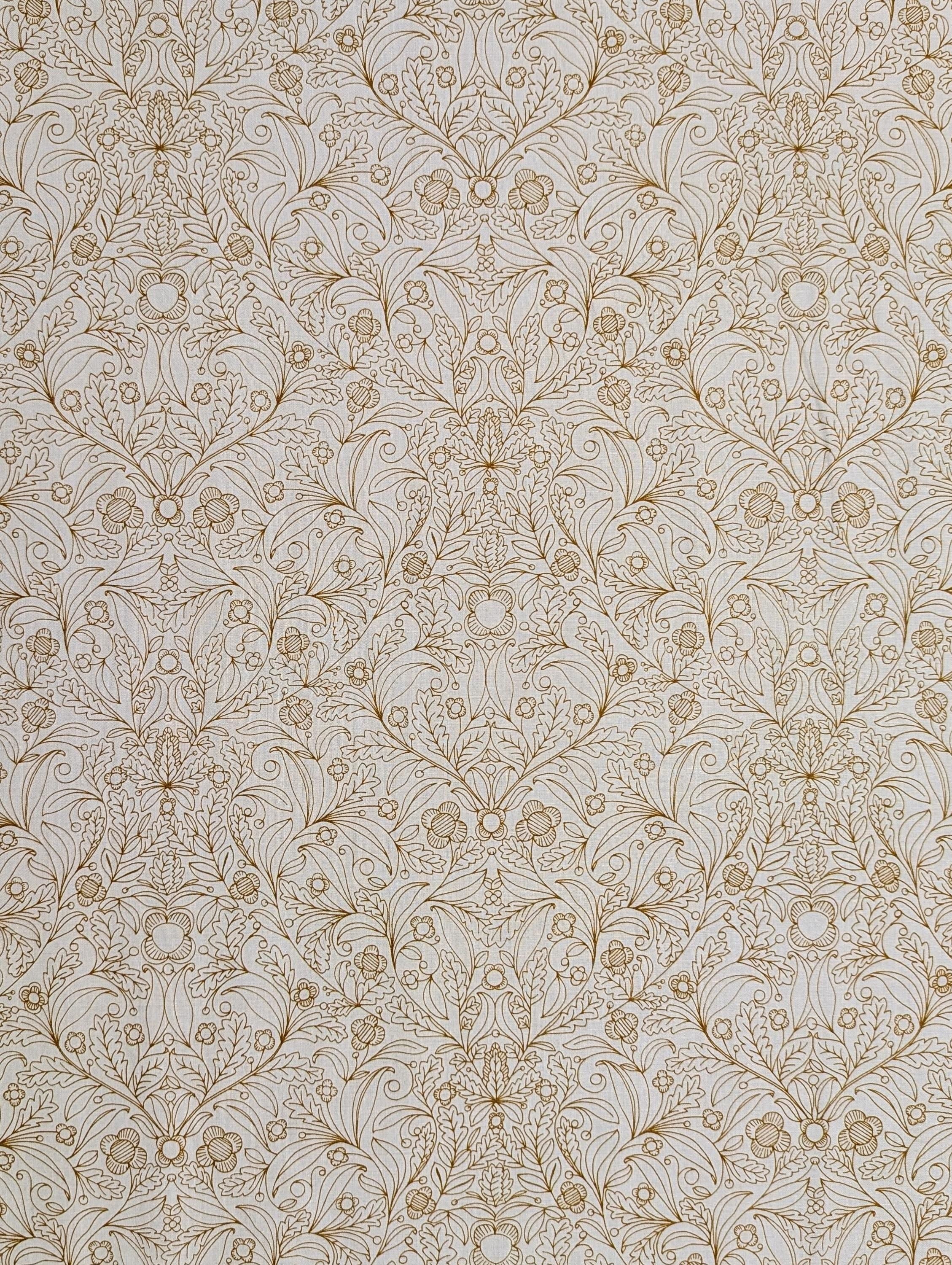 Hokkoh - Botanical Filigree Cotton Lawn - Pale Blue and Brown