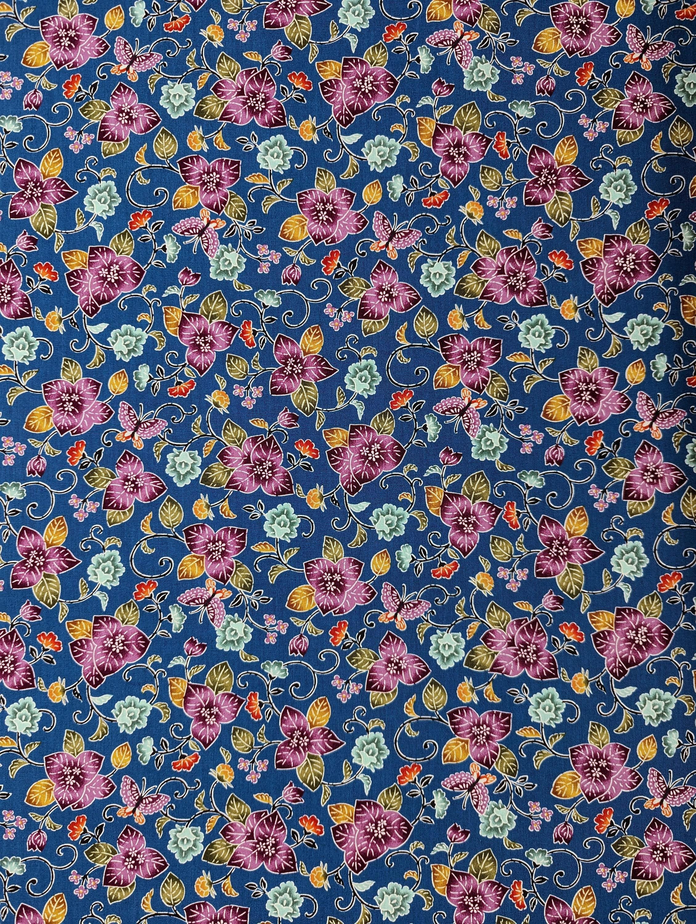 Cosmo - Tropical Flowers Cotton - Blue