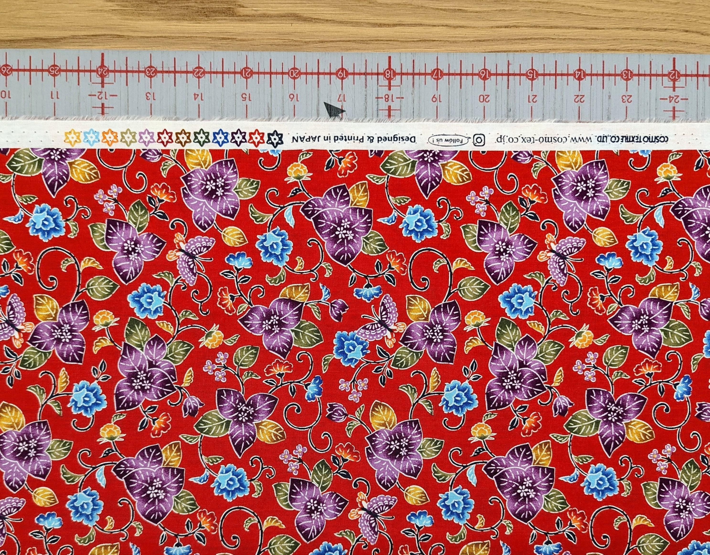 Cosmo - Tropical Bingata Flowers Cotton - Red