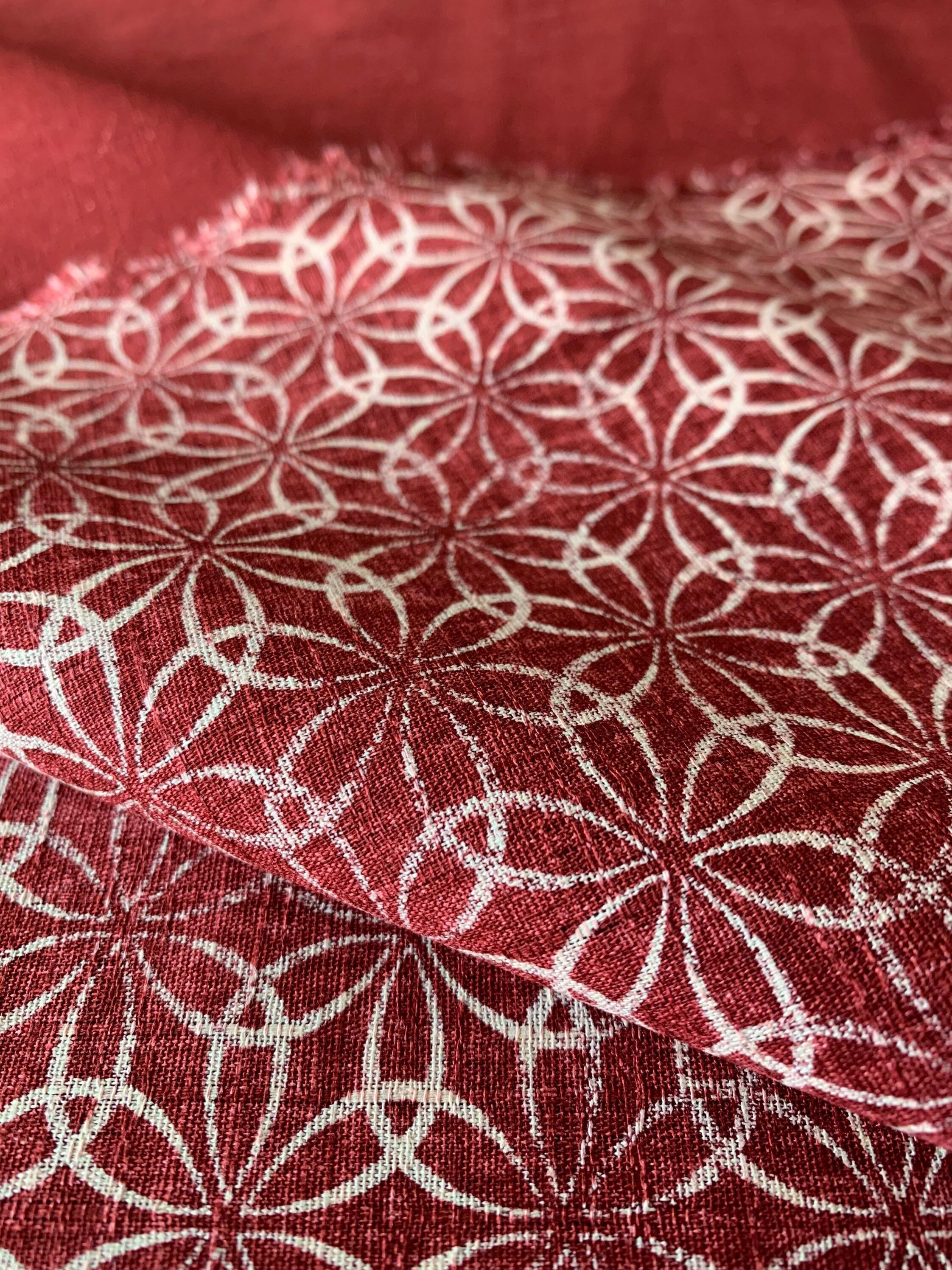Linked Flowers Morikiku Japanese cotton dobby M-24100-D23 red