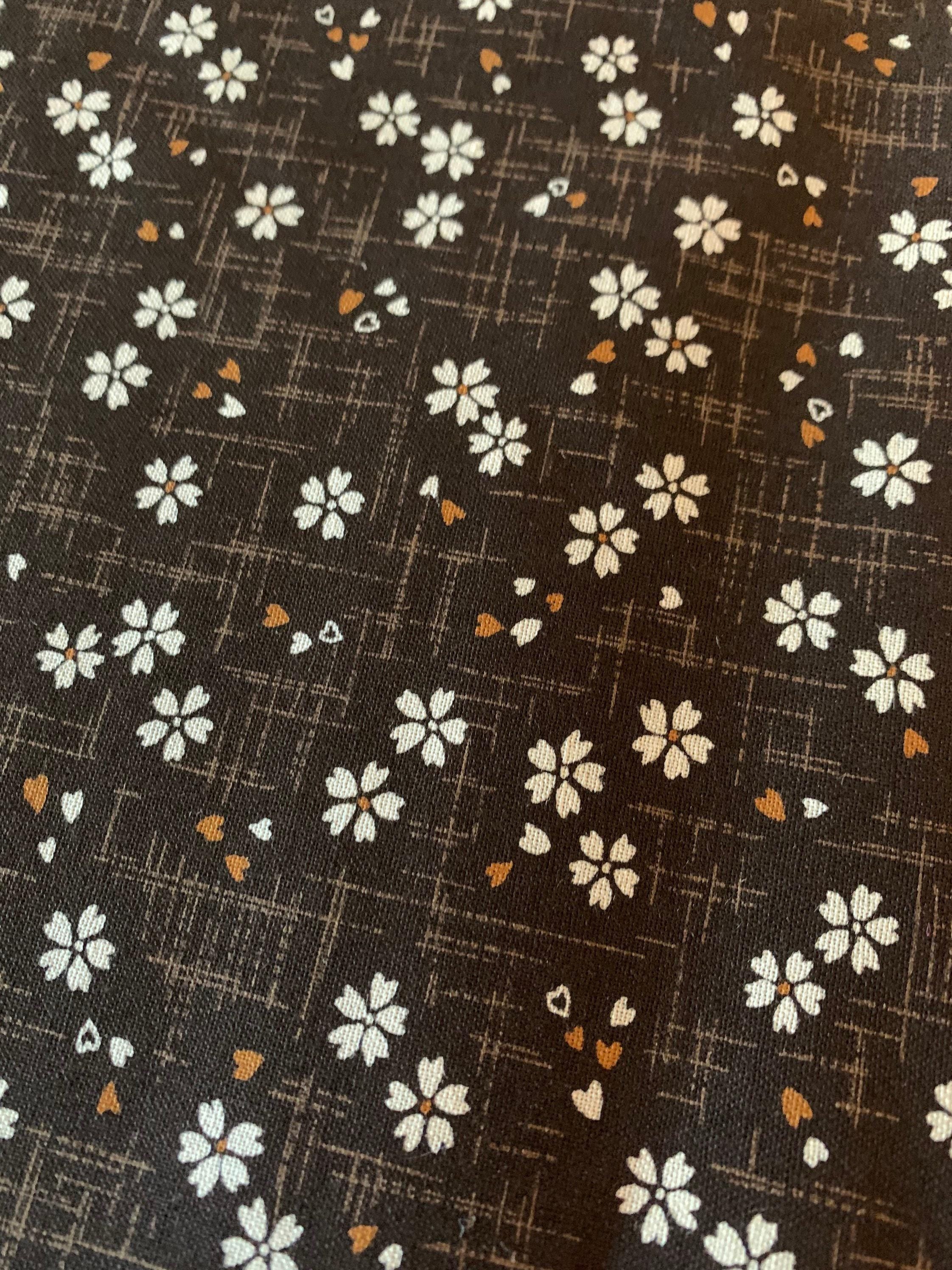 Sevenberry - Tiny Cherry Blossoms Cotton Fabric - Brown