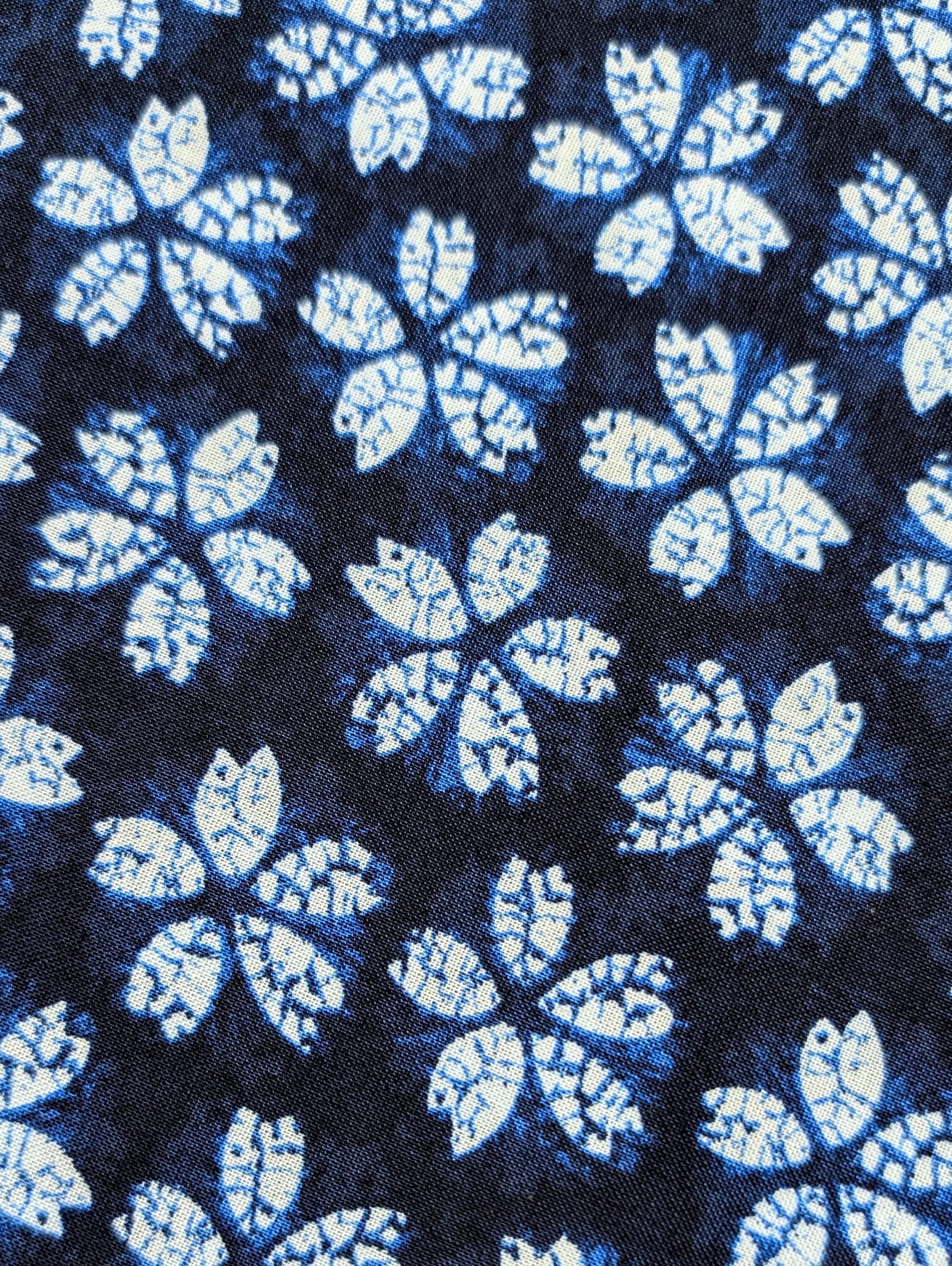 Sevenberry - Cherry Blossom Shibori-Style Collection Cotton Fabric - Blue White